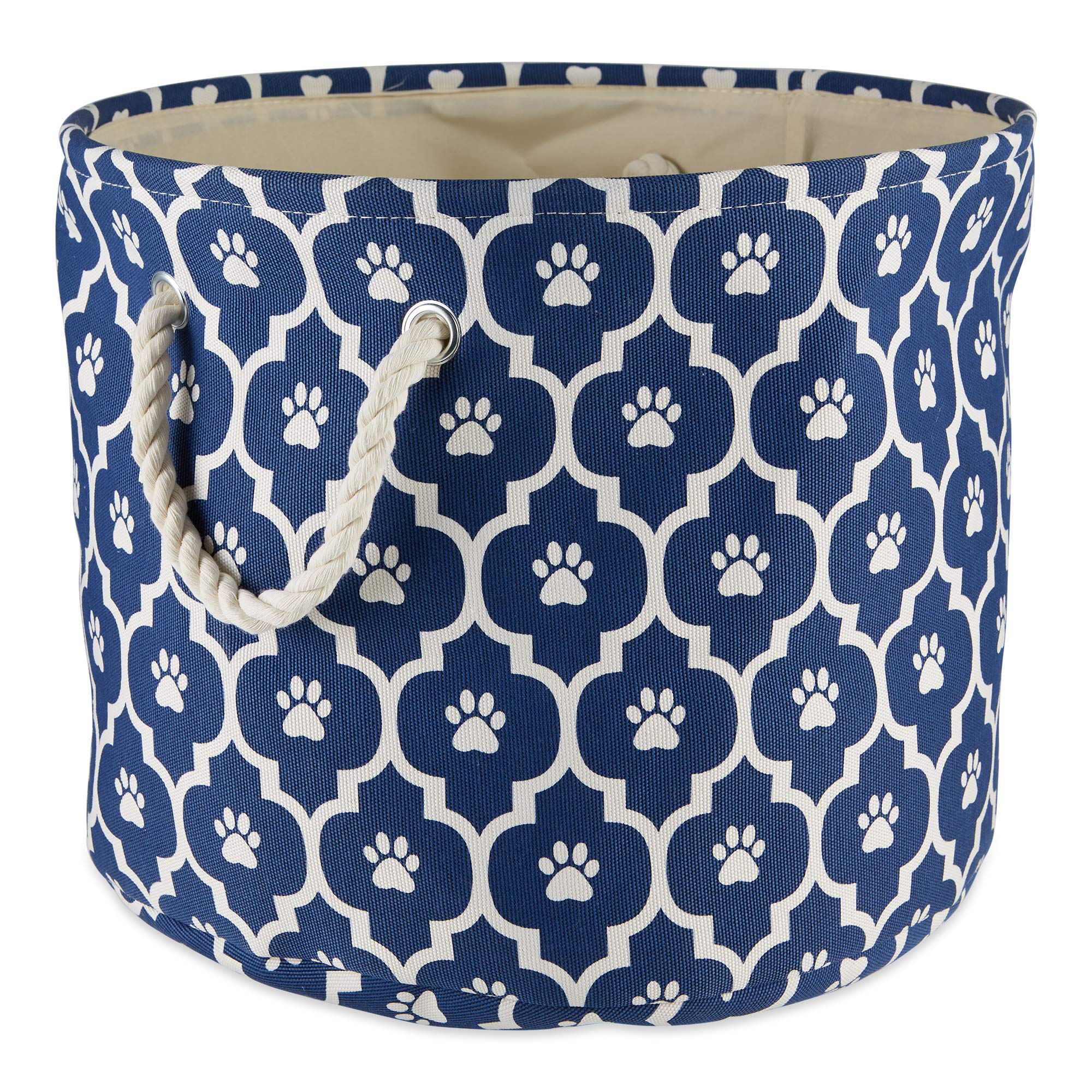 Bone Dry 6192 Pet Storage Collection Lattice Paw Print, Medium Round, Nautical Blue