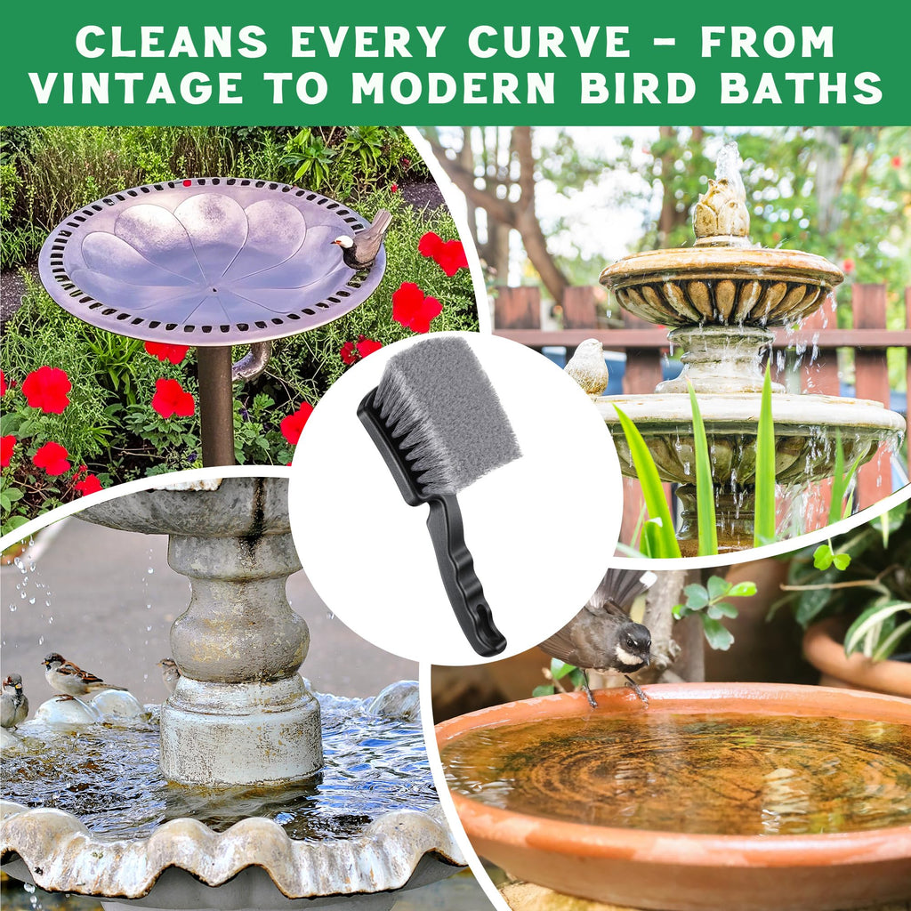 Brush for Bird Baths, Bird Bath Cleaner with Ergonomic Handle and PVC Bristles, Gentle Yet Effective Cleaning for Wigglers, Feeders, Hook Design 1 Pack