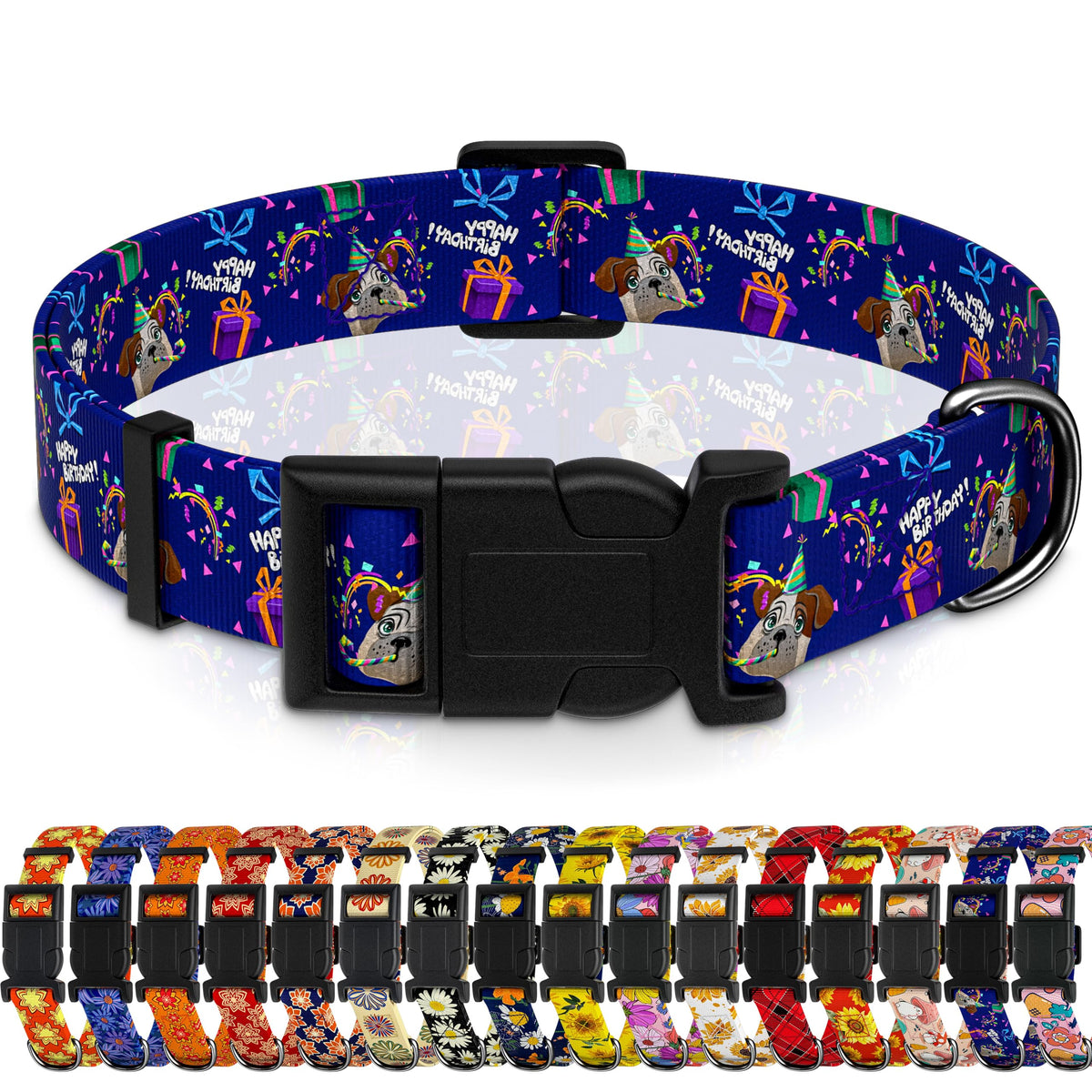 Seyezo Christmas Plaid Dog Collar, Metal D-Ring, Red Plaid, M