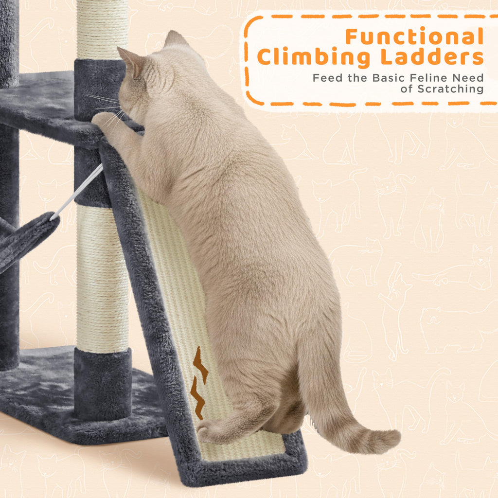 Yaheetech 82.5in Tall Cat Tree for Large Cats, Sturdy Multi-Level Condo