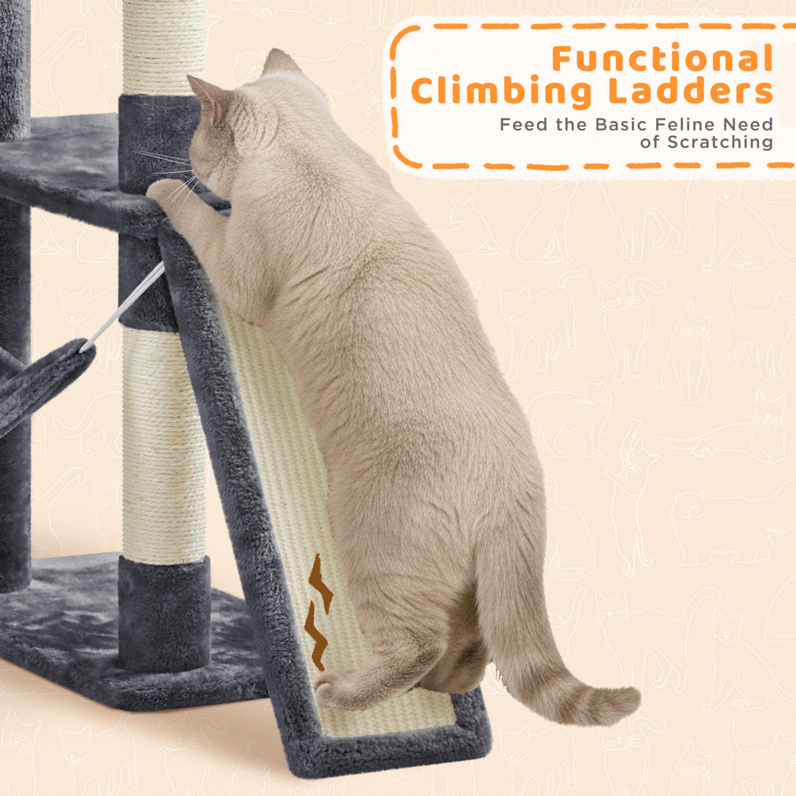 Yaheetech 82.5in Tall Cat Tree for Large Cats, Sturdy Multi-Level Condo