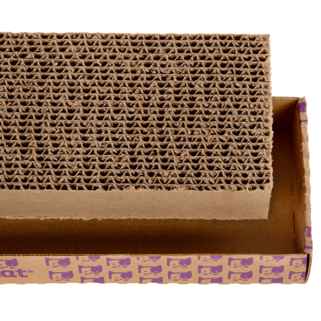 SmartyKat Super Scratcher Corrugated Cat Scratcher and Scratch Pad for Cats, Catnip Infused with Catnip, Scratchers for Indoor Cats and Kittens, Cardboard Scratching Post