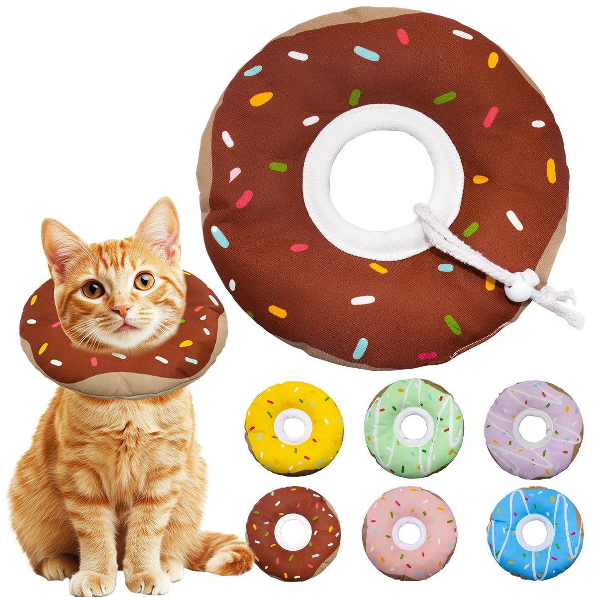 Seyezo Cat Cone Collar Soft, Adjustable Cat Recovery Cone, Orange, Small