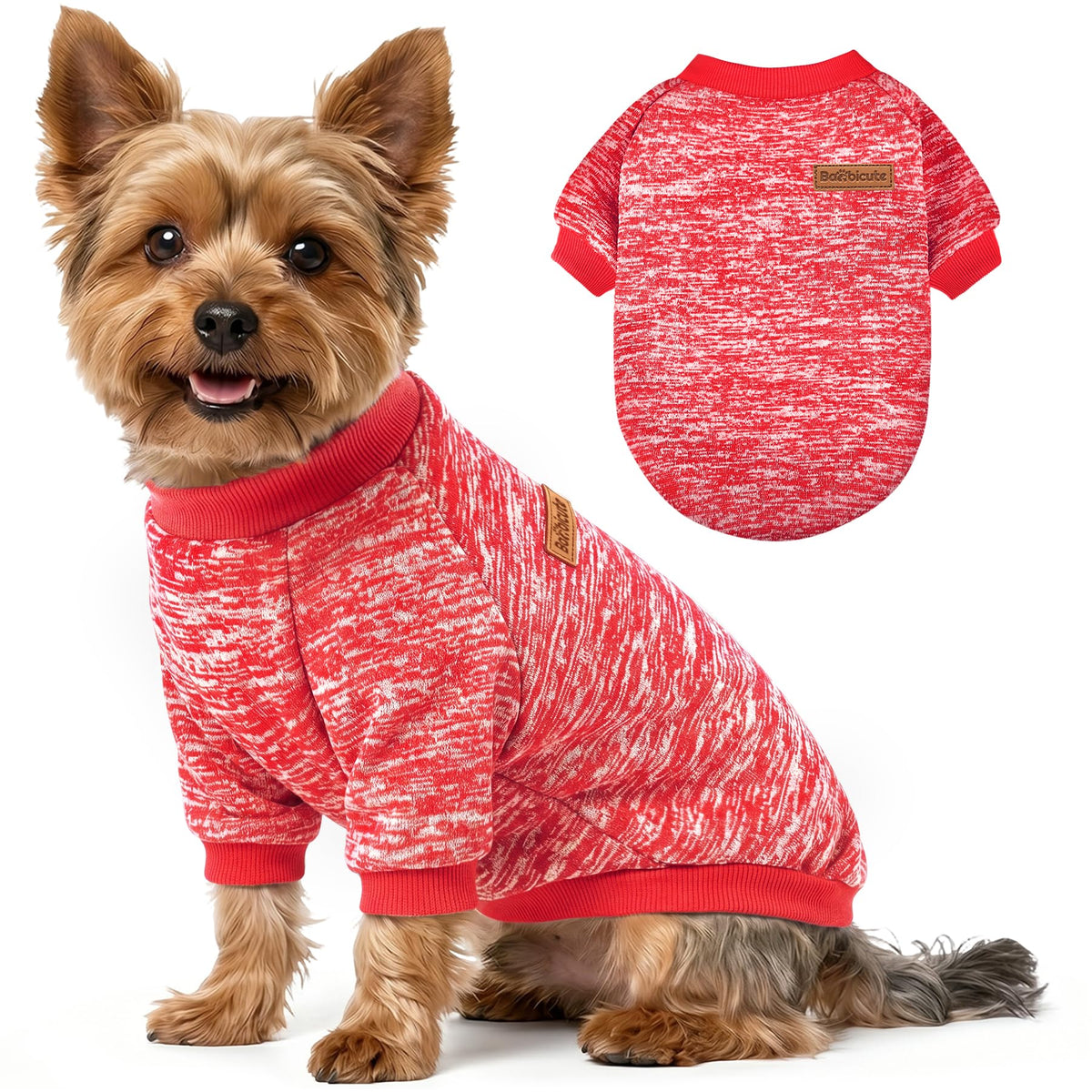 BAOBICUTE 1 Pack Dog Sweater for Small Dogs Girl Boy Winter Fleece Clothes Warm Soft Dog Sweatshirt Outfit for Dogs Cats Pet Apparel