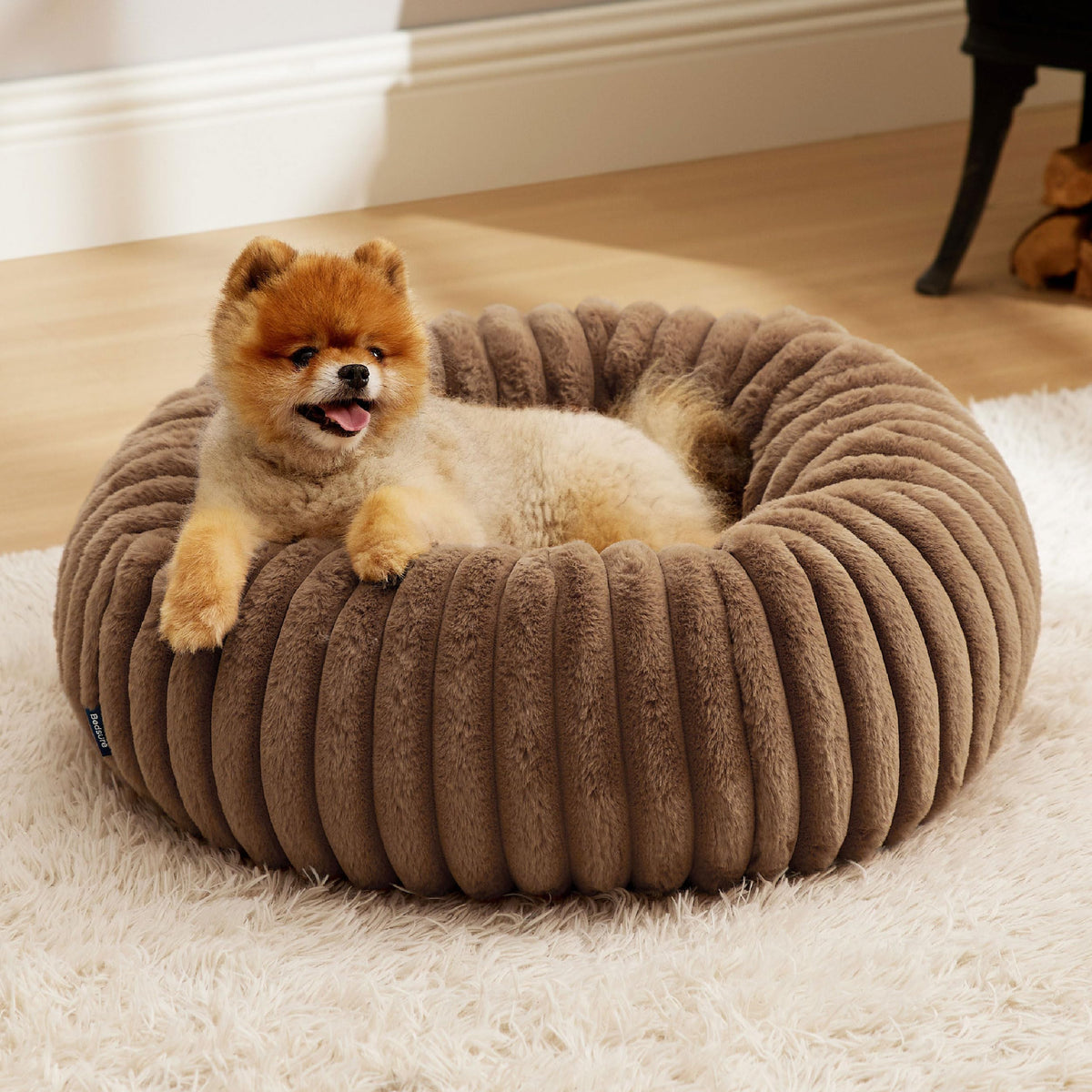 Bedsure ComfyFleece® Donut Dog Beds Large Sized Dog with Washable Cover