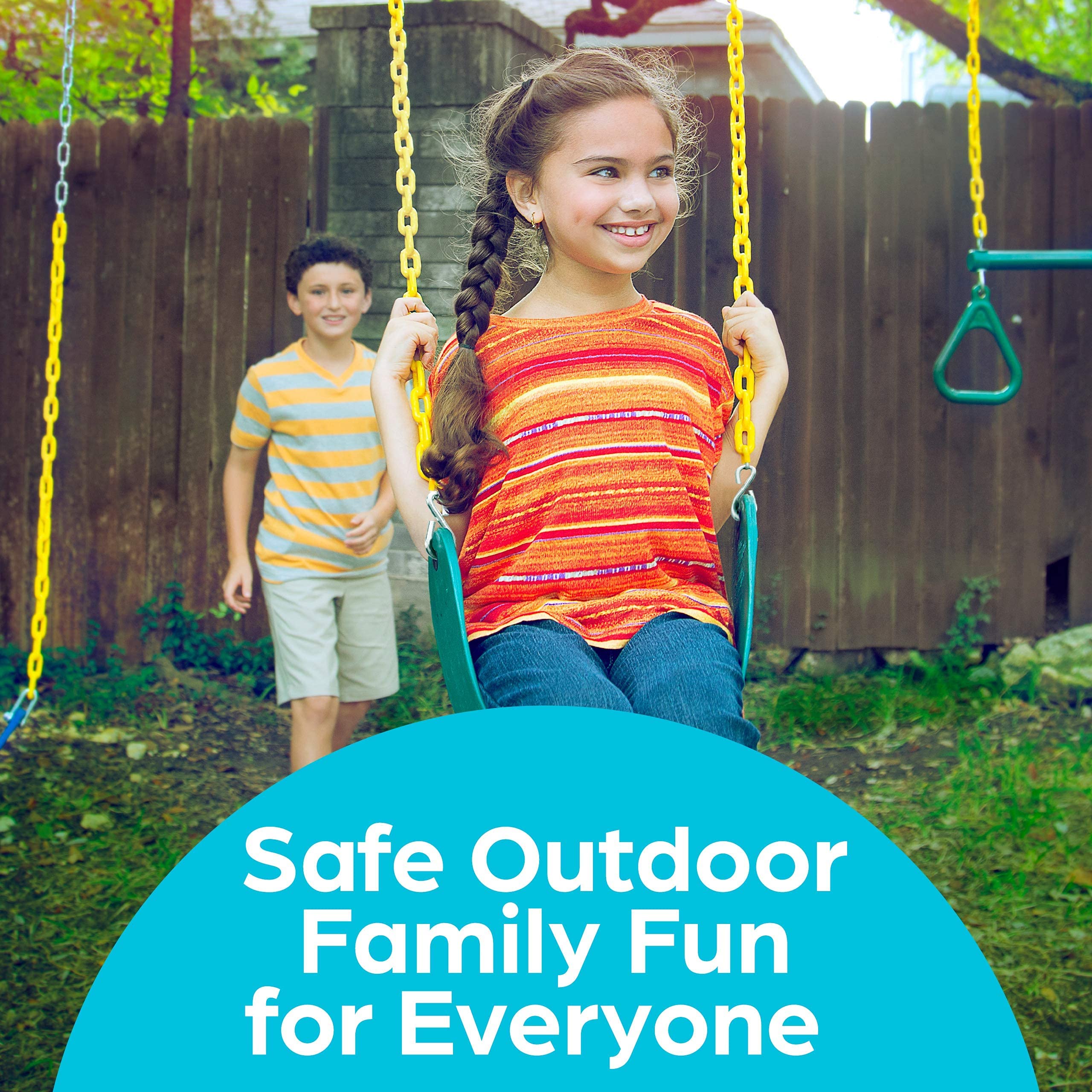 Jungle Gym Kingdom Swing for Outdoor Swing Set - Swing Seat Replacement Kit with Heavy Duty Chains - Backyard Swingset Playground Accessories for Kids - Green, 1 Pack