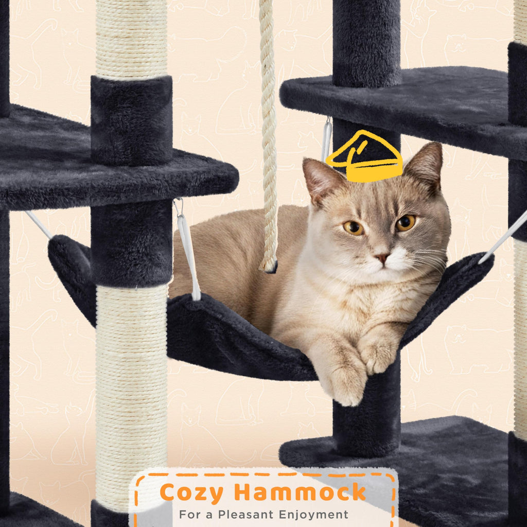 Yaheetech 82.5in Tall Cat Tree for Large Cats, Sturdy Multi-Level Condo