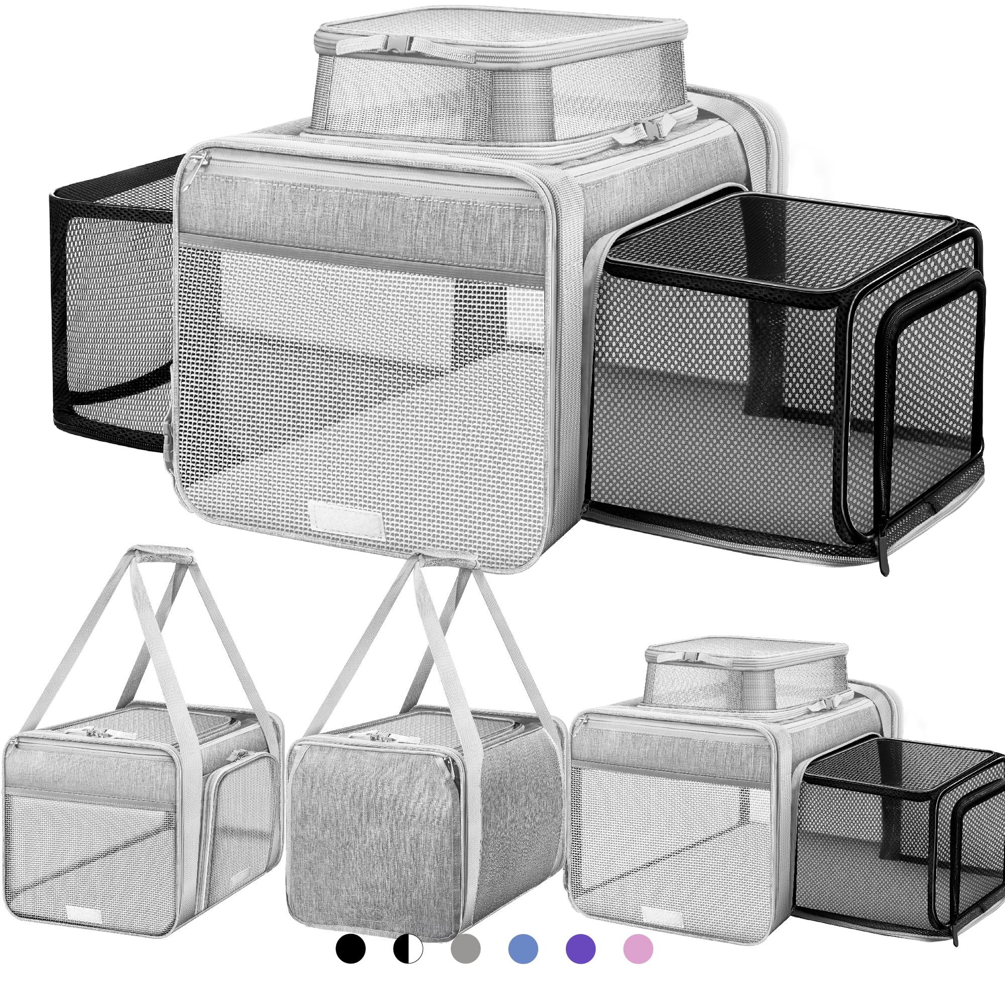 Top and 2 Sides Expandable Cat Carrier 17x11x11 TSA Airline Approved