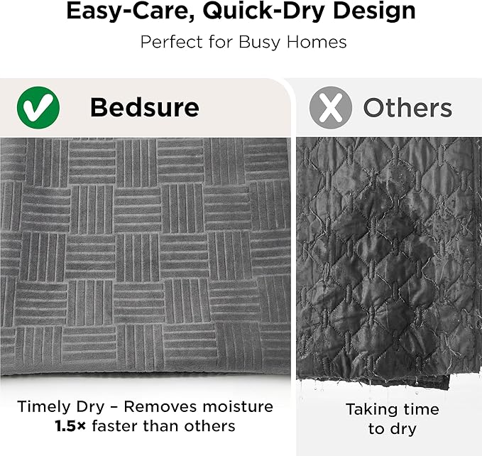 Bedsure Waterproof Bed Cover for Dogs Washable - Waterproof Blanket for King Bed Couch Sofa Cozy, Lightweight Furniture Protector for Pet Cat Quick Drying, Ash Grey, Cal King，82x120IN