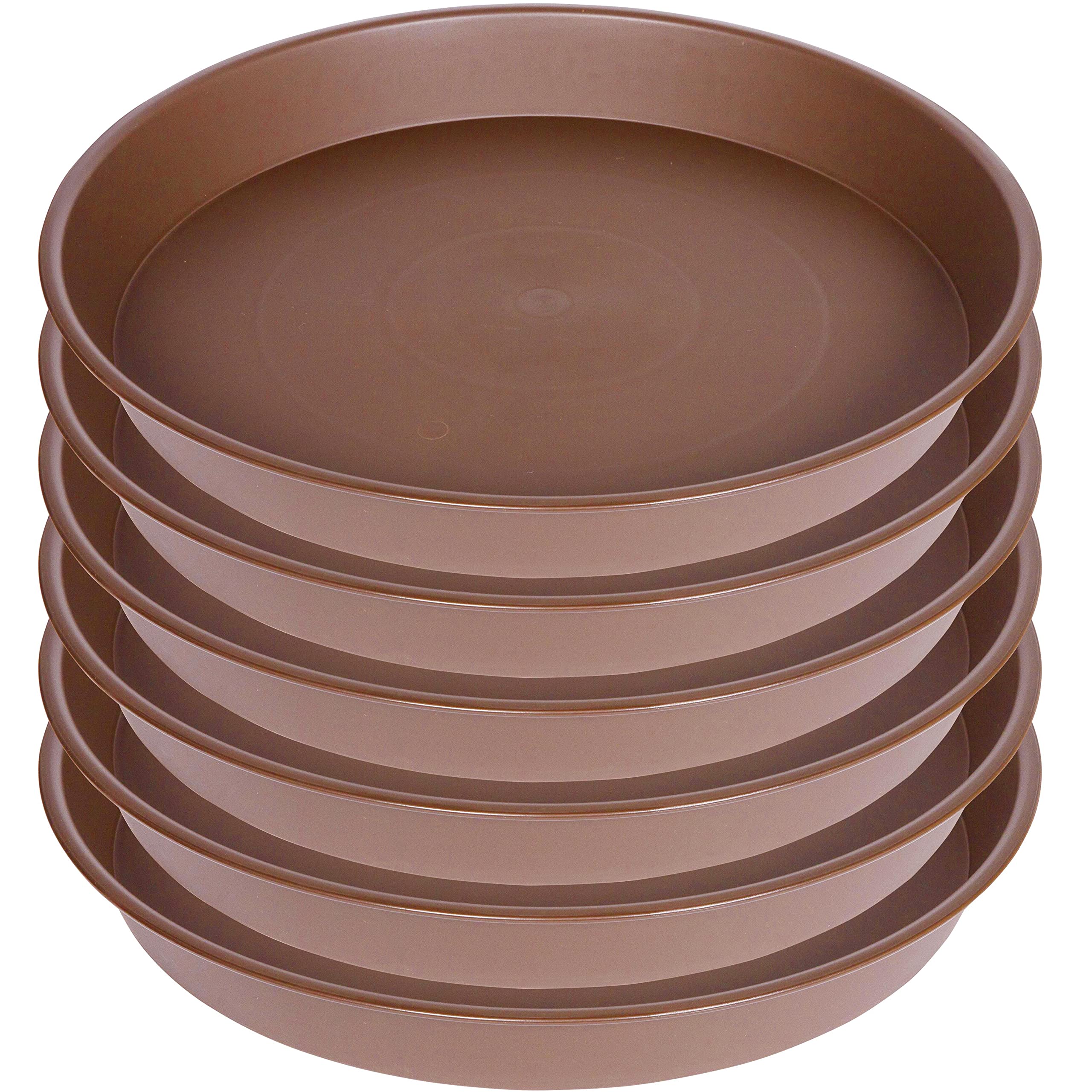 Bleuhome 6 Pack of 8 inch Plant Saucer, Heavy Duty Plastic Plant Water Tray 8 inch Round, Pebble Tray, Flower Plant Saucers for Indoors No Holes, Plant Dishes Saucer for Planter 7"/8" (8", Chocolate)