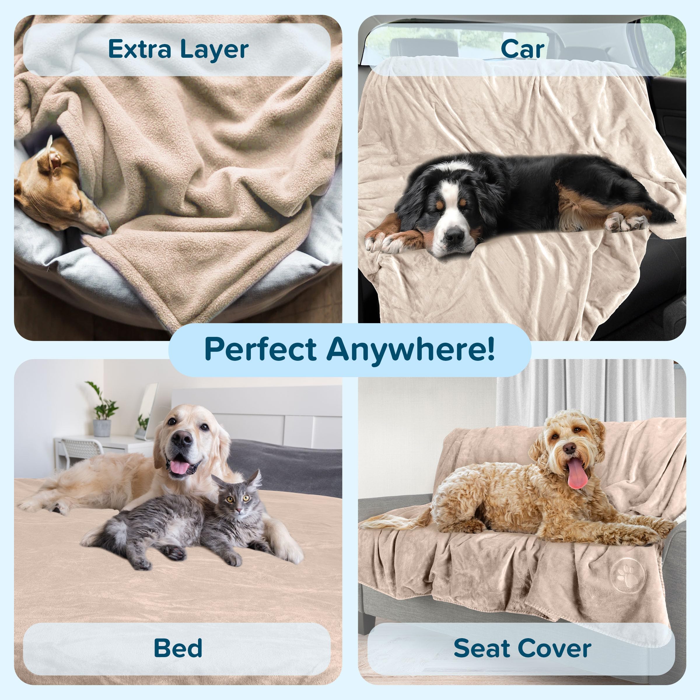 PETMAKER Dog Blanket, Tan, 80” x 100”