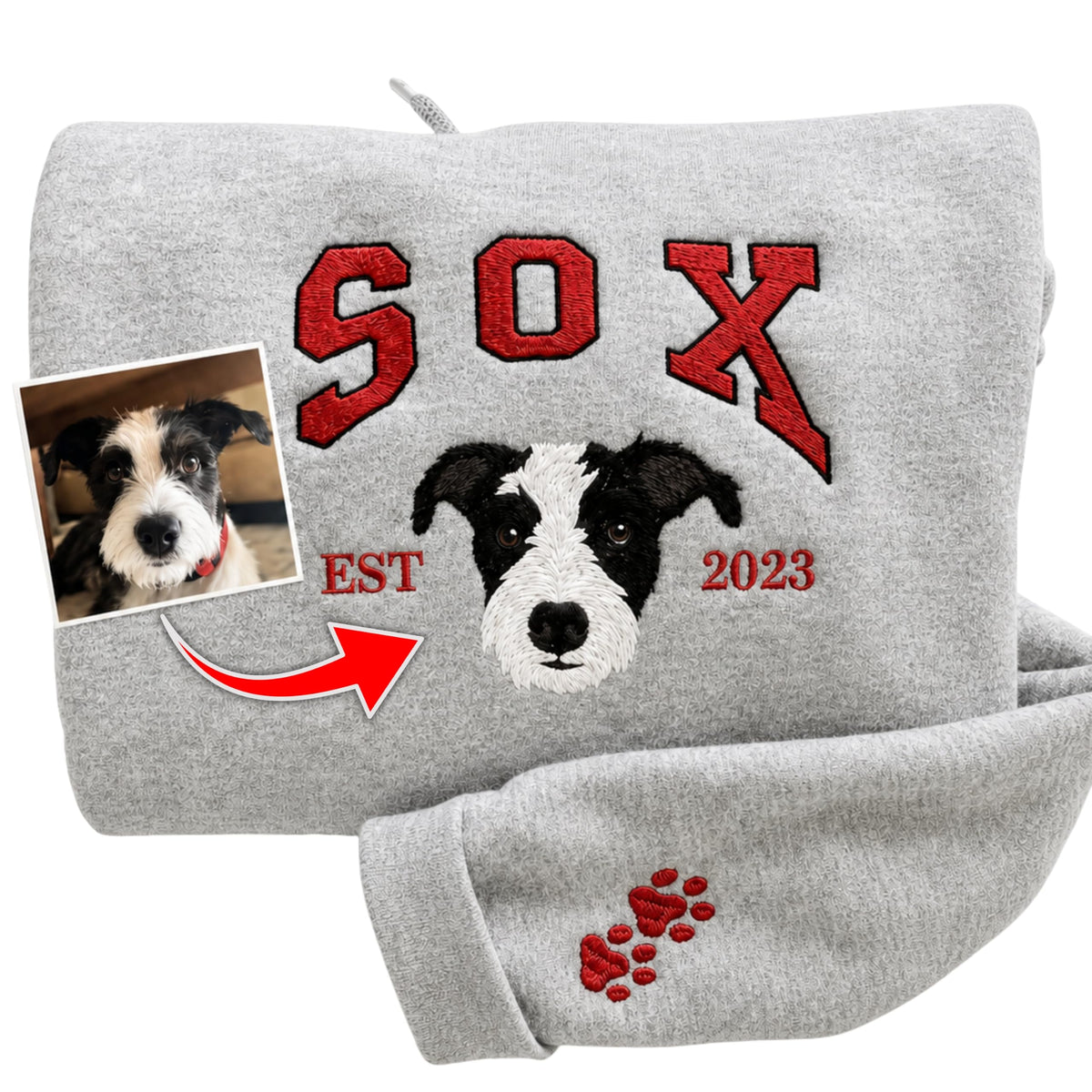 COUPLEHOODIES Custom Embroidered Dog Sweatshirt For Women Photo Portrait