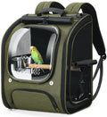 Pecute Bird Backpack Carrier with Standing Perch for Small Parrot, Green