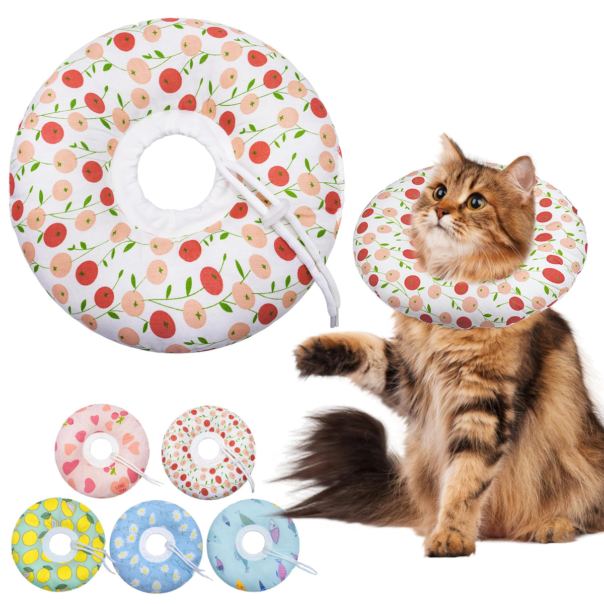 Seyezo Cat Cone Collar Soft, Adjustable Cat Recovery Cone, Orange, Small