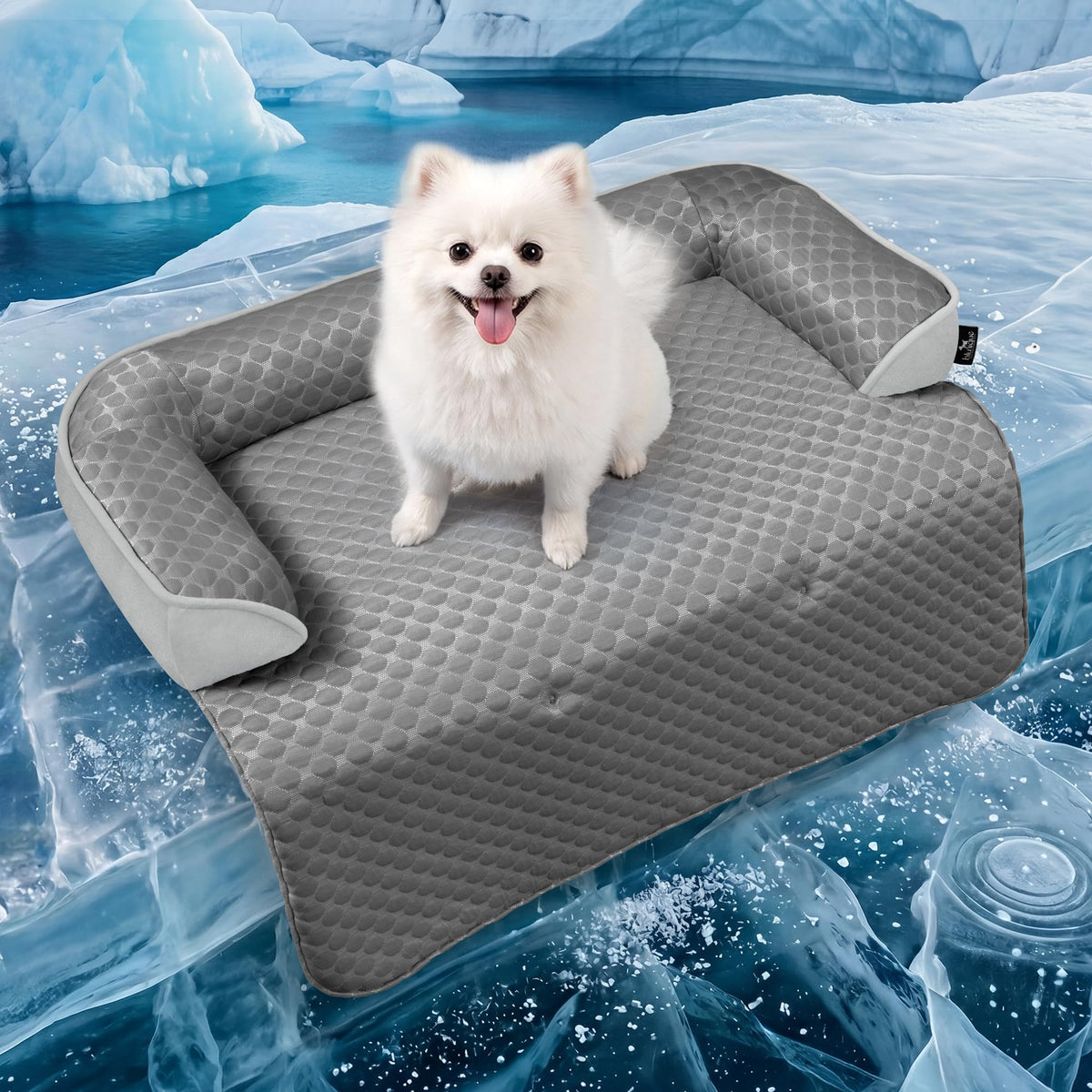 blunique Calming Dog Bed for Couch with Tie-Dye Pattern, 45x37 Inch, Blue