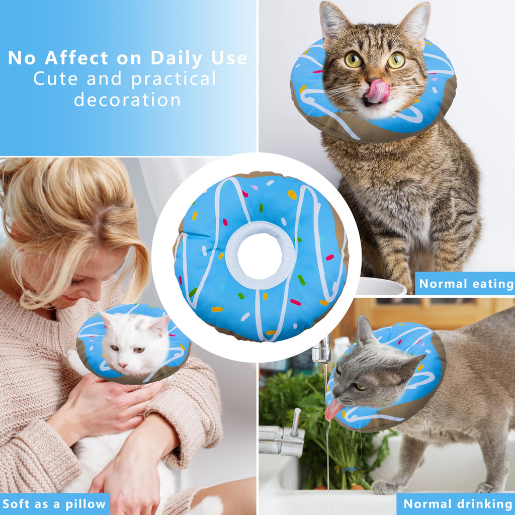 Seyezo Cat Cone Collar Soft, Adjustable Cat Recovery Cone, Waterproof Blue