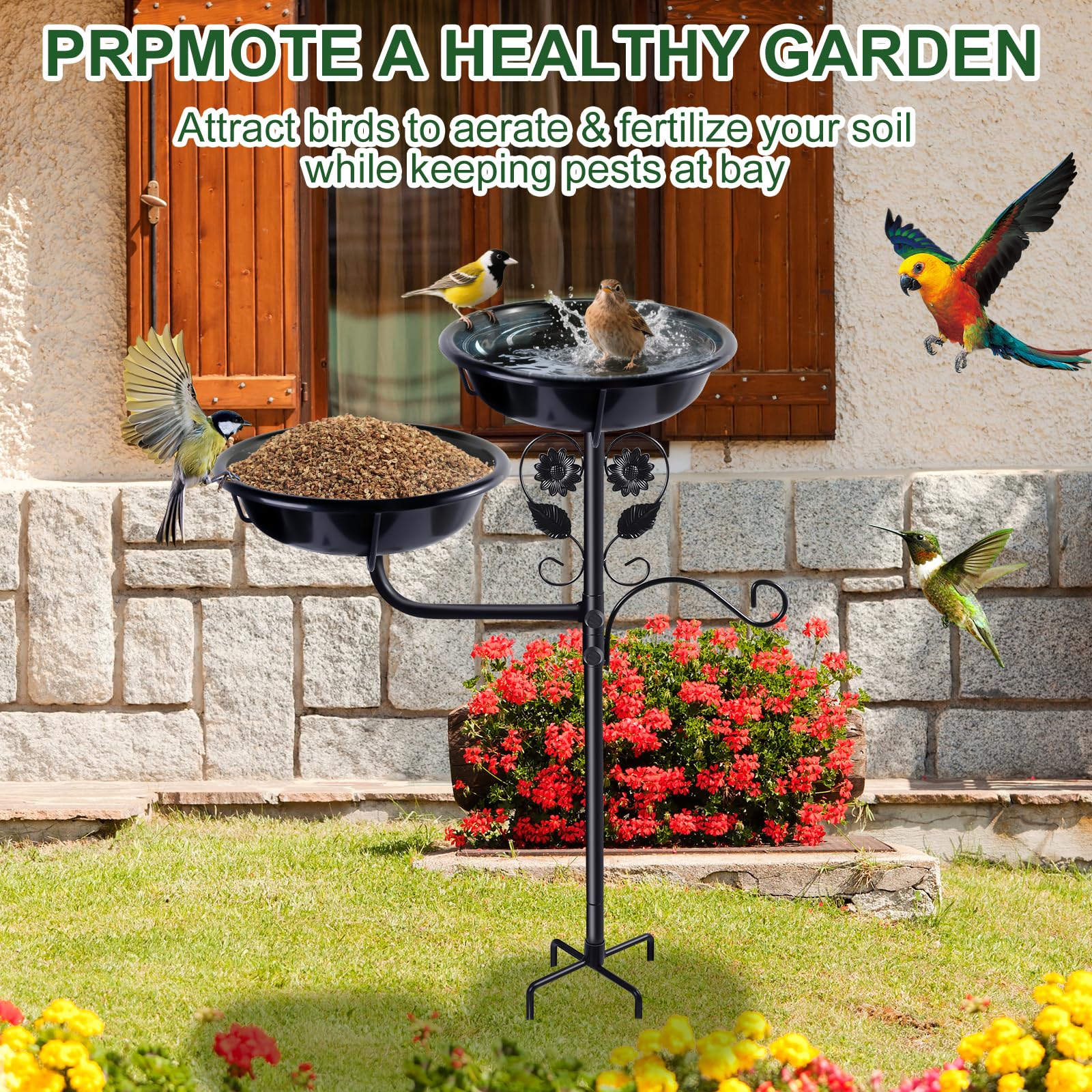 32.7 Inch Metal Bird Bath for Outside, Bird Baths for Outdoors, Bird Feeder