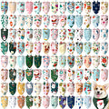 Huhumy 100 Pcs Christmas Dog Bandanas Bulk Pet Bibs Colorful Triangle Scarf Xmas Pet Bandanas for Medium Large Dogs Christmas Party Xmas Costume Decor