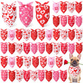 Weewooday 50 Pcs Valentines Dog Bandanas Bulk for Dogs Soft Bibs Adjustable Triangle Pet Bandana for Small Medium Large Costume(Heart Pattern, 25.6 x 17.7 x 17.7 Inch)