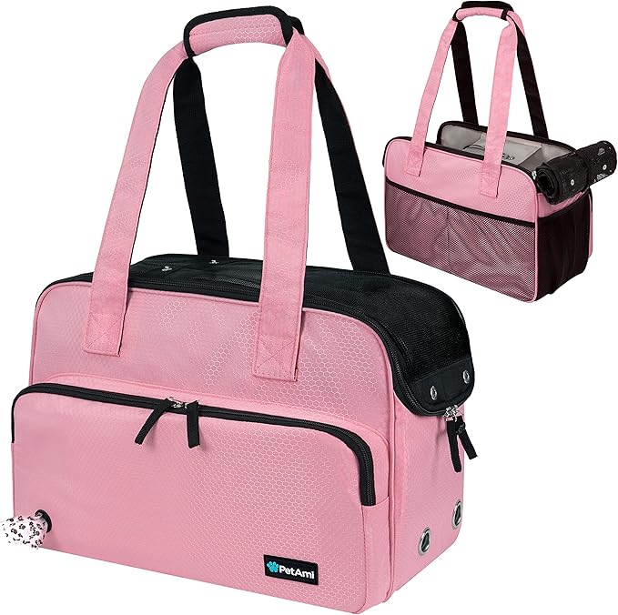PetAmi Small Dog Purse Carrier, Soft-Sided Pet Carrier Bag with Pockets, Portable Puppy Cat Travel Handbag Tote, Airline Approved Breathable Mesh, Poop Bag Dispenser