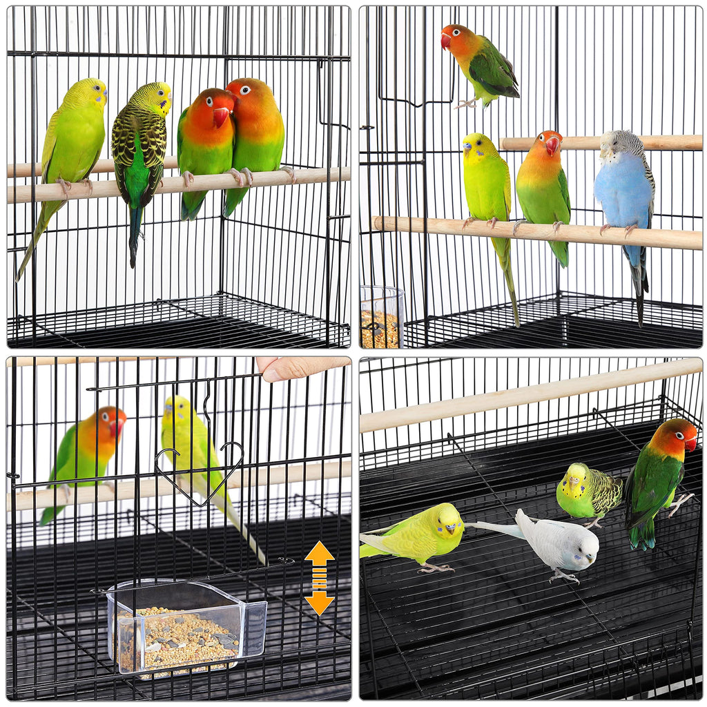 Yaheetech 47-inch Rolling Breeding Flight Bird Cages for Parakeets Budgies Finches Cockatiels Conures Lovebirds Canaries Parrots w/Detachable Stand, Black
