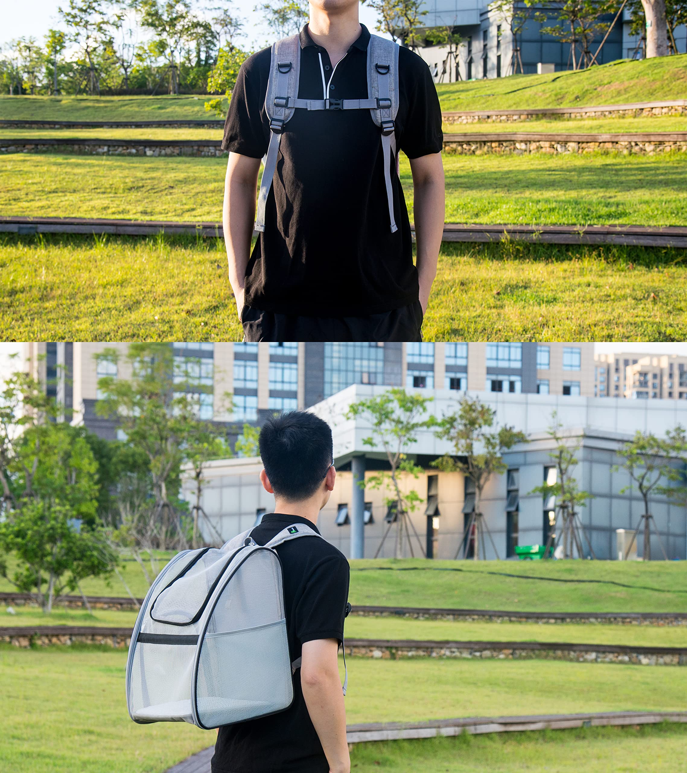 NextFri Pet Carrier Backpack, Ventilated and Breathable for Cats Dogs, Collapsible Designed for Travel, Hiking & Outdoor Use Black
