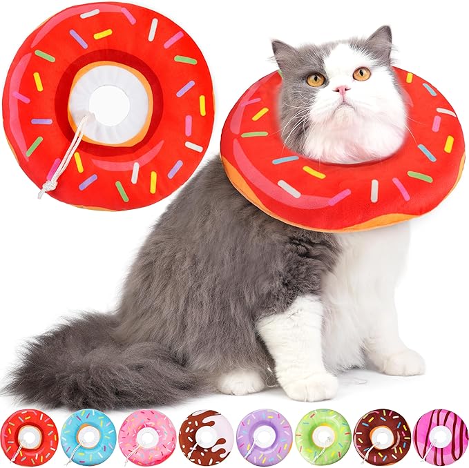 Hpetppy Cat Cone Collar Soft, Cat Recovery Collar for Wound Healing Cute Donut Adjustable Kitten Cones to Stop Licking Comfortable Lightweight Neck Elizabethan Collars for Kittens After Surgery