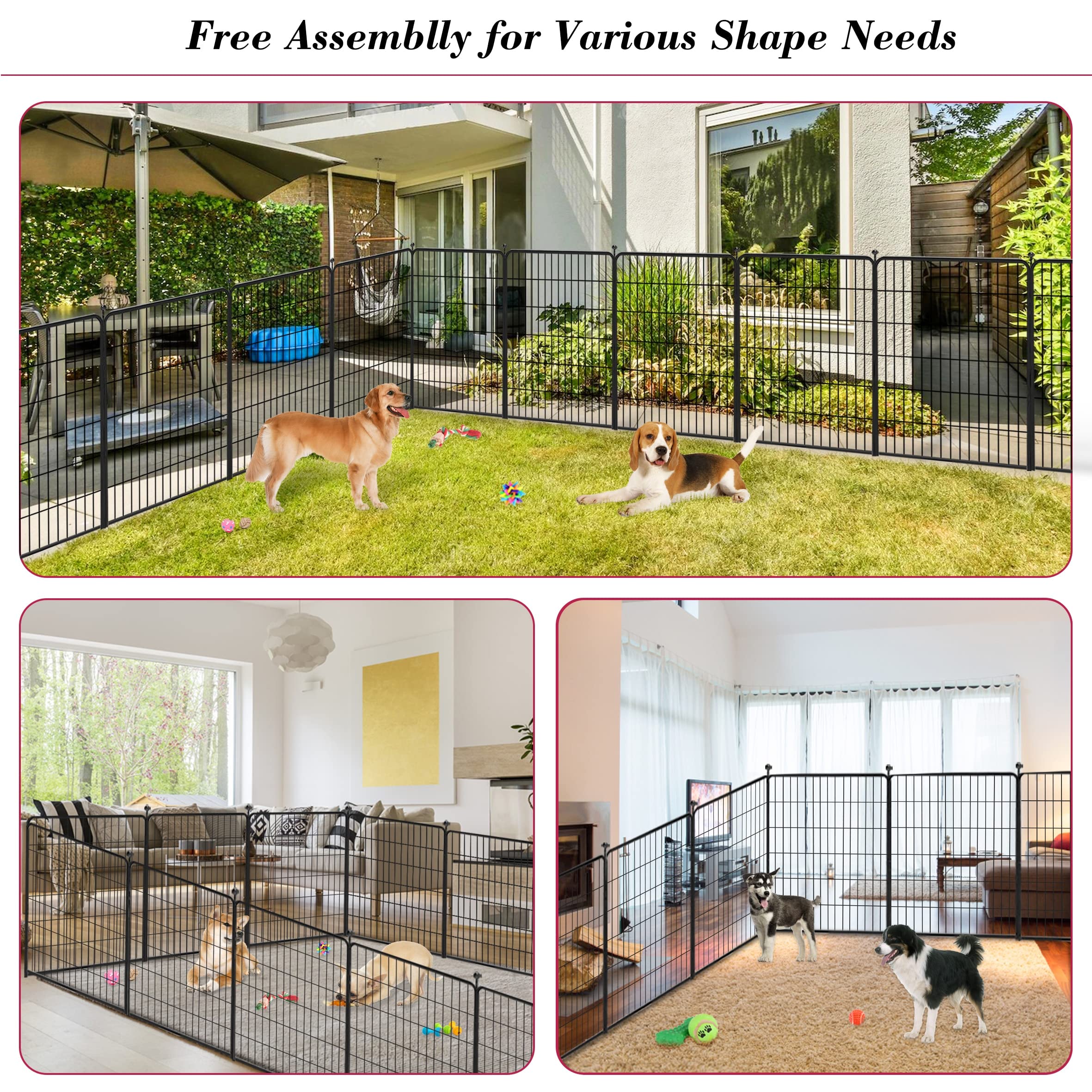Jhsomdr Dog Playpen 40 inch 30 Panels Indoor Outdoor Dog Pen for Large/Medium/Small Dogs Heavy Duty Metal Dog Fence Outdoor for Yard, Puppy Playpen with Door Portable Pet Fence for RV Camping Yard