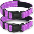 2 Pack Reflective Dog Collar with Safety Locking Buckle, Adjustable Soft Breathable Comfortable Nylon Pet Collar for Small, Medium and Large Dogs, Rosered, L