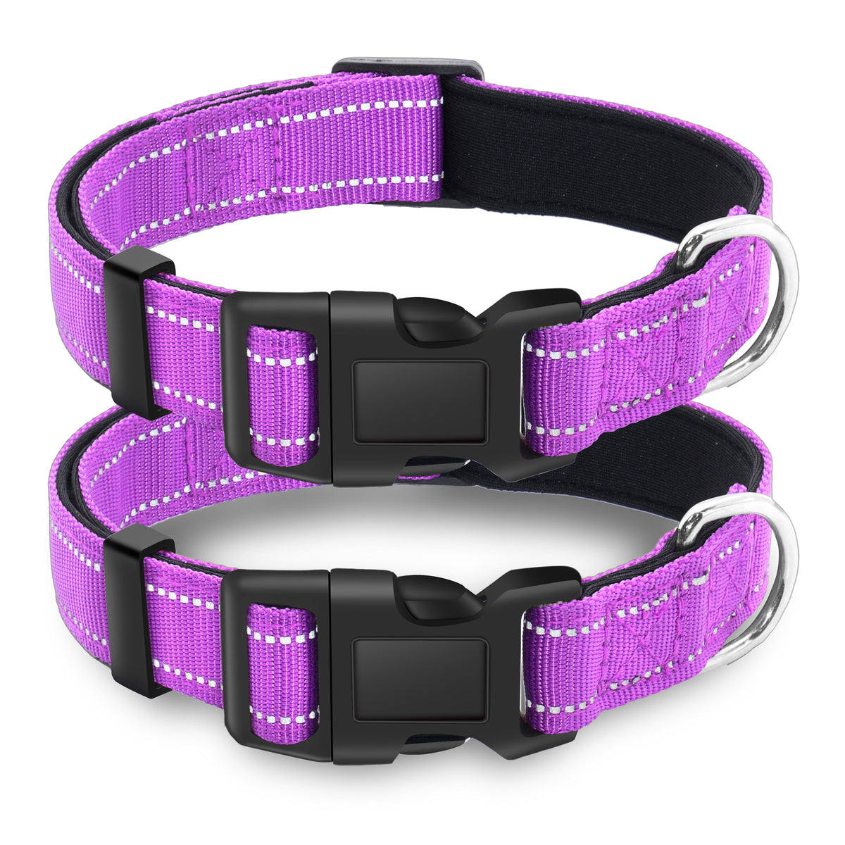 LIEVUIKEN 2 Pack Reflective Dog Collar with Safety Locking Buckle