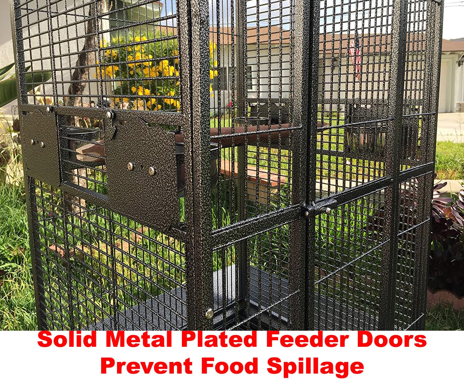 2 Color, Extra Large Wrought Iron Dome Top for Macaw Goffin's Cockatoo Cockatiels African Grey Amazon Parrots Green Cheek Conures Caique Bird Cage with Rolling Stand (Black-Vein)