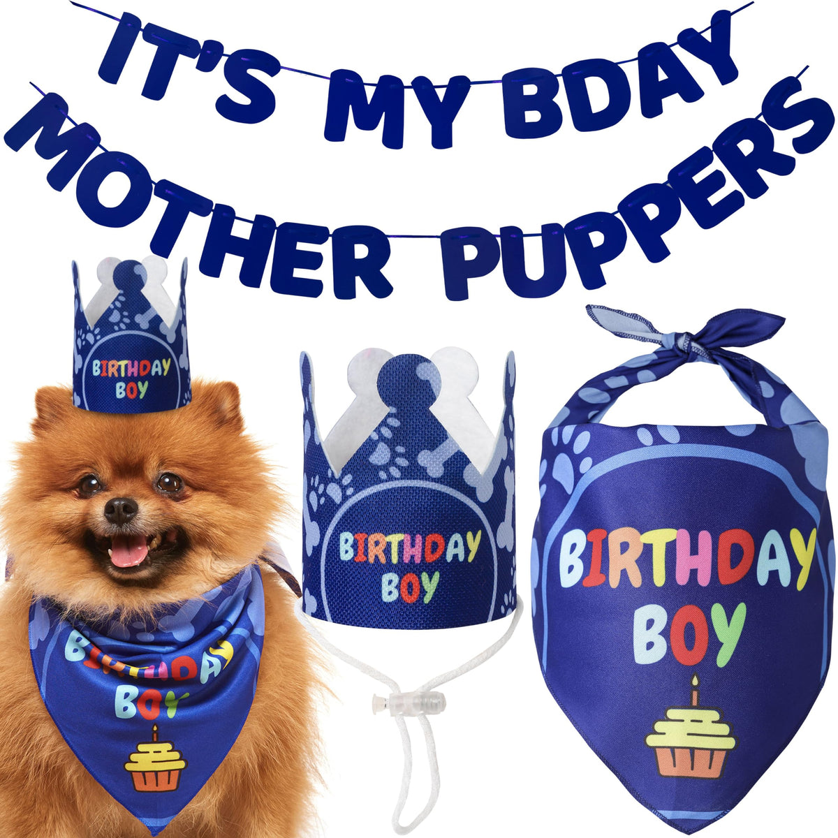 Odi Style Dog Birthday Bandana - 2 Pack Boy Girl Bandanas for Dogs Puppy Birthday Party Decorations, Small