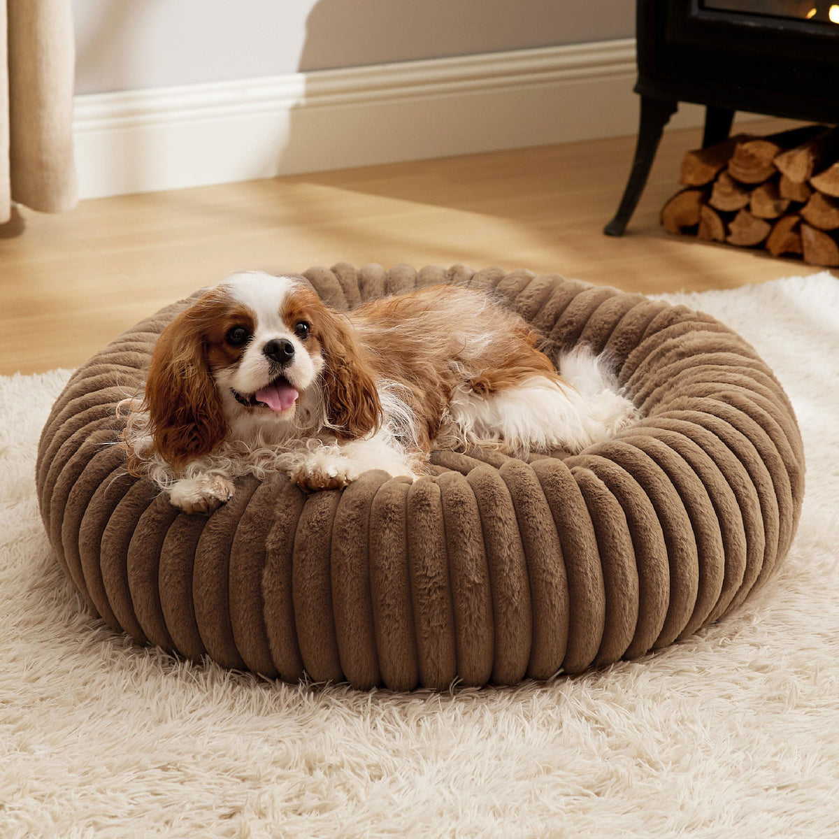 Bedsure ComfyFleece® Donut Dog Beds Large Sized Dog with Washable Cover