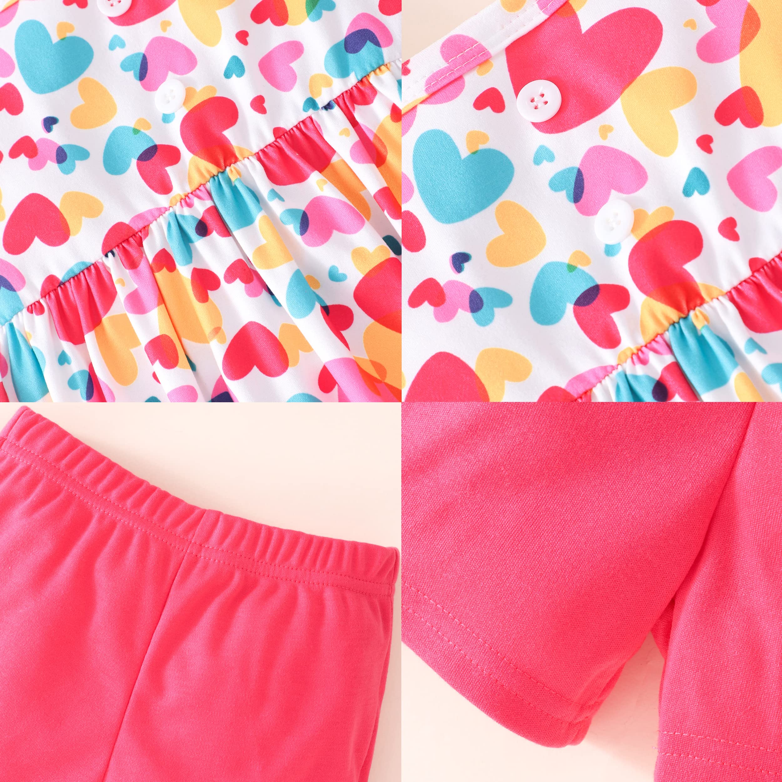 Popshion Girls Valentine's Day Outfit Toddler Girls Summer Clothes 2 Piece Set Heart Ruffle Sleeveless Shirt and Red Short Clothing Set Size 6t/6653