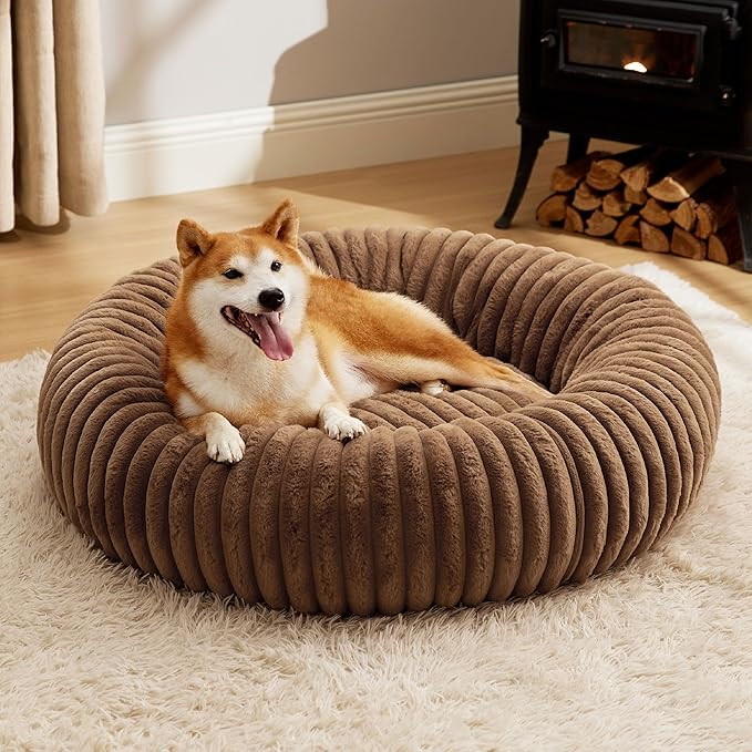 Bedsure ComfyFleece™ Donut Dog Bed Medium Size Dog with Washable Cover