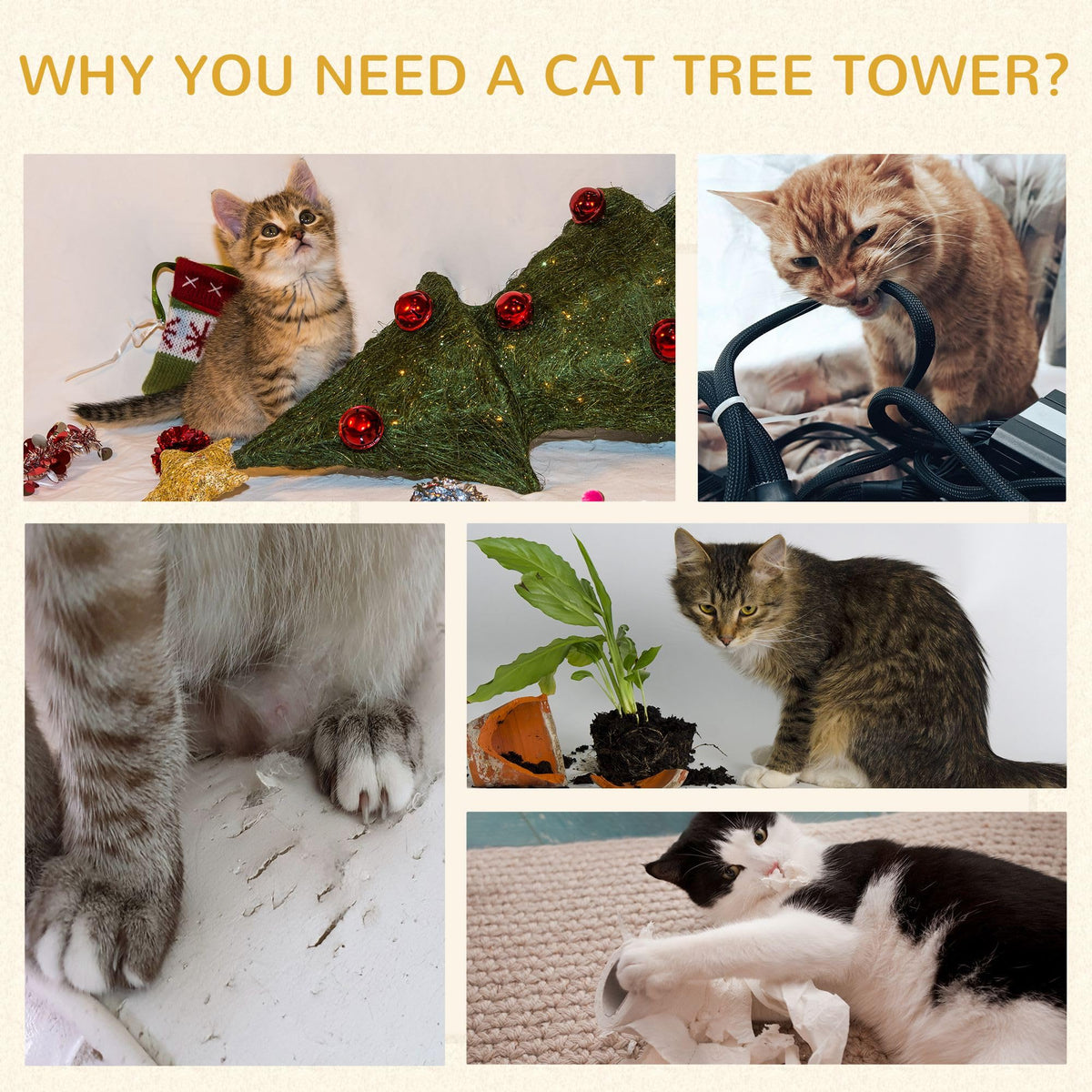 PawHut 28 Inch Cat Condo, 3 Story Cat Hideaway with Sisal Scratching Pad, Barrel Shaped Small Cat Tree for Indoor Cats, Khaki and Brown