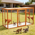 Nyeekoy Catio Outdoor Cat Enclosure, 71" Large Catios for Cats Patio, Outside Cat Enclosures, Cattio with Waterproof Roof, Clearance Cat Cage for Multiple Cats, Orange