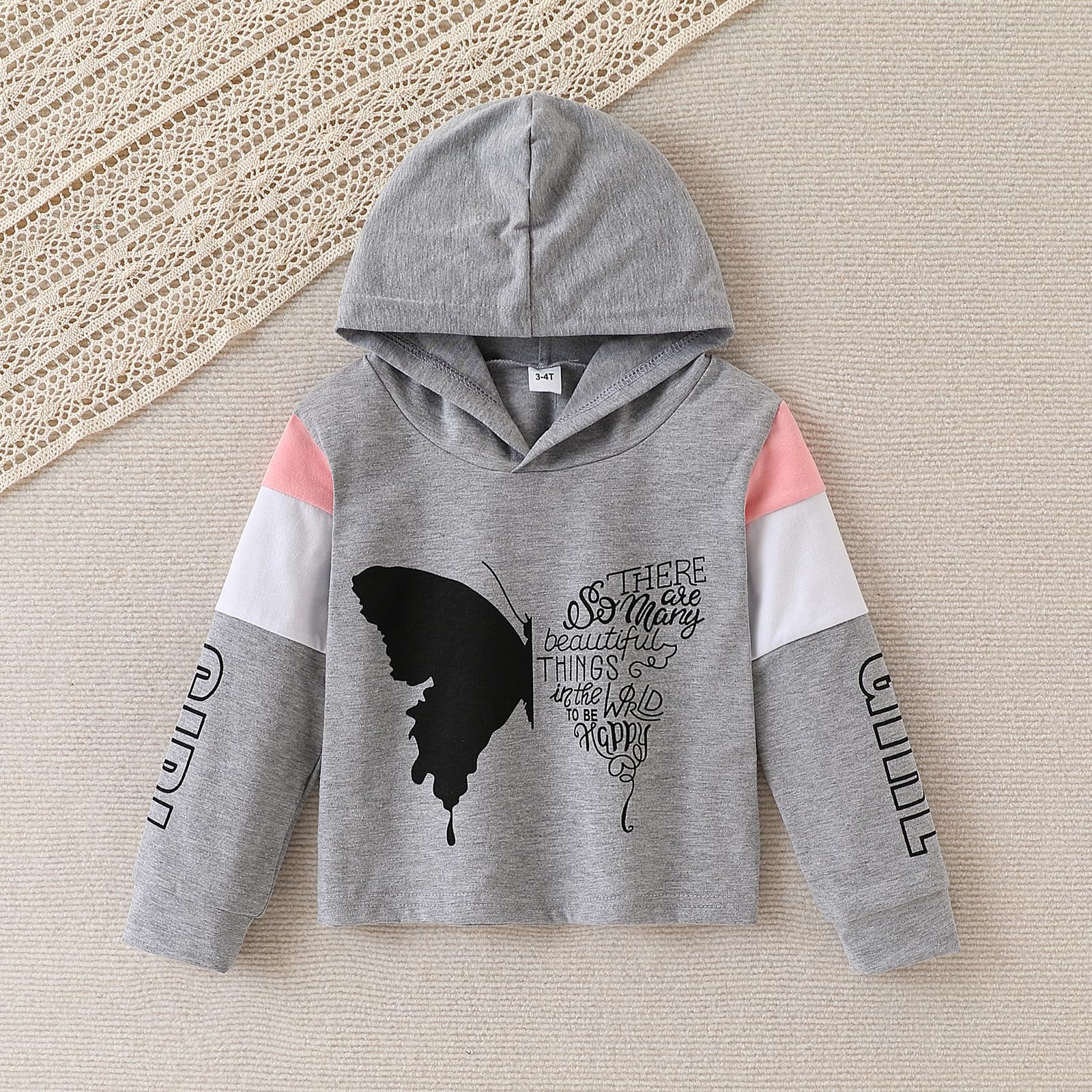 Axumity Toddler Baby Girl Clothes Outfits Butterfly Print Hoodie Sweatshirt Pants Kid Girls Fall Winter Clothing Set(4-5T)
