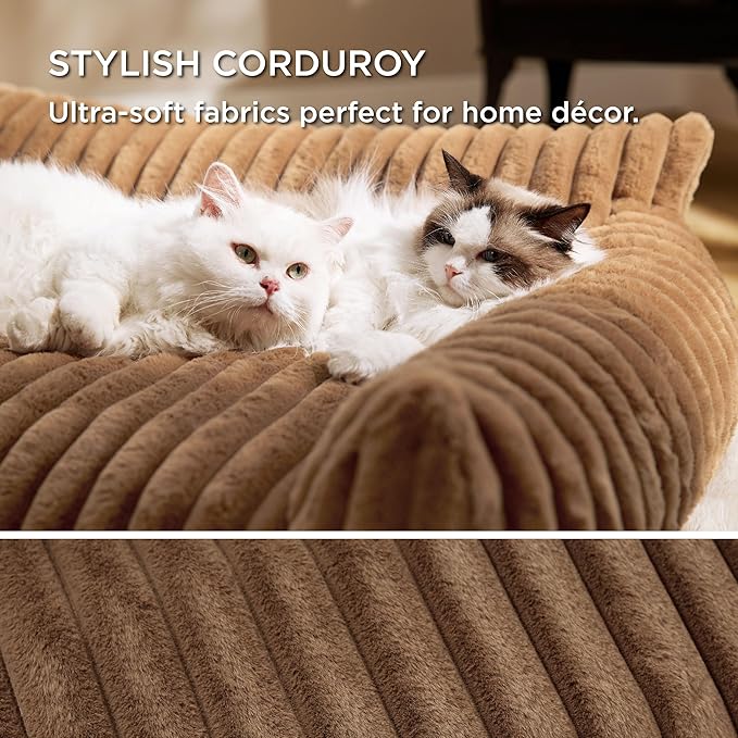 Bedsure ComfyFleece™ Shown on TV Dog Couch for Medium Dogs,36in Camel Brown