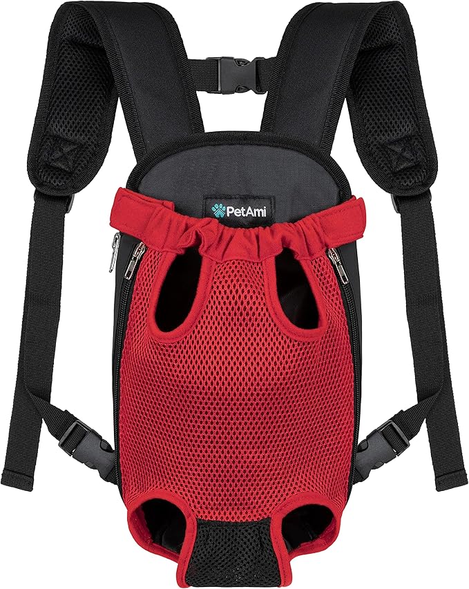 PetAmi Dog Carrier Backpack, Adjustable Pet Cat Front Carrier Backpack, Ventilated Dog Chest Carrier for Hiking Camping Travel, Sling Bag for Small Medium Dog Cat Puppies