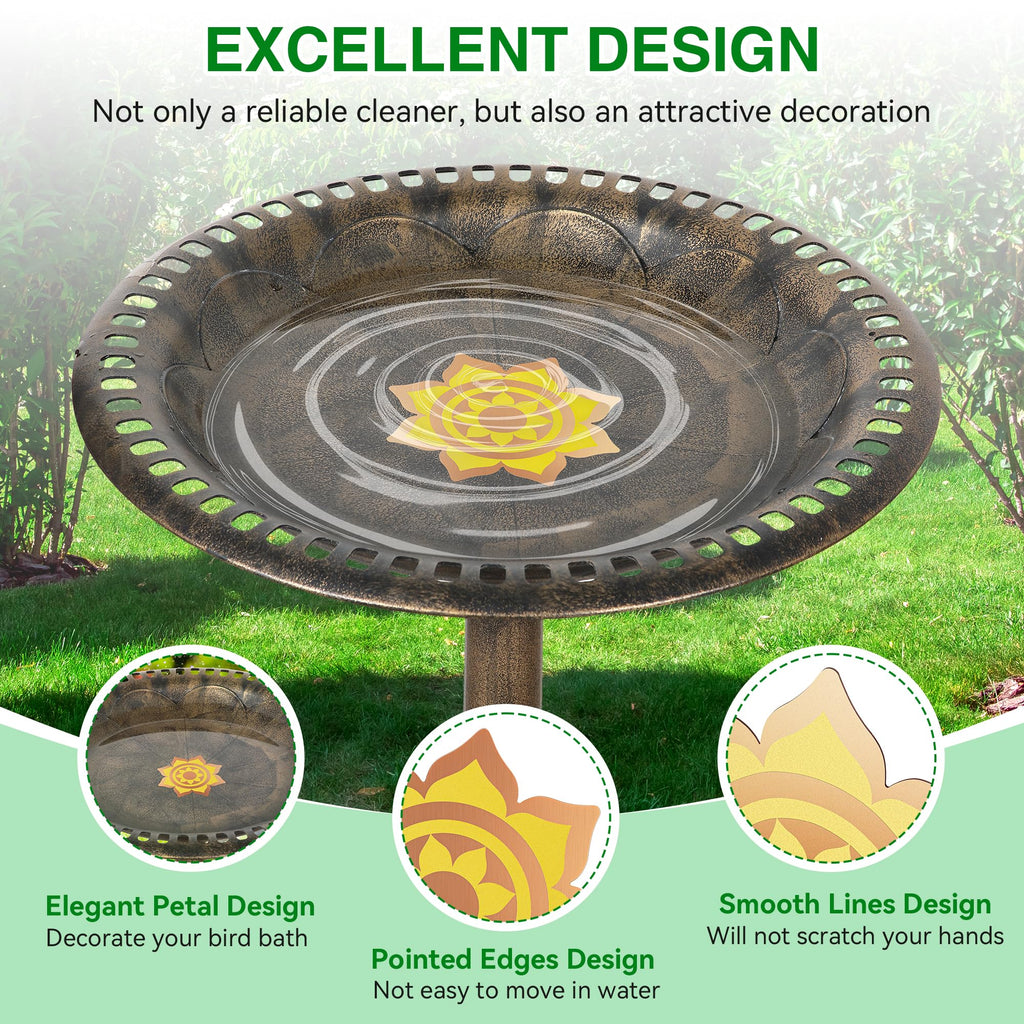 Saillong 2 Pack Bird Bath Copper Disk, Reinforced 99.99% Pure Copper Bird Bath Purification Disk for Physical Clean Water, Birdbaths Cleaner for Outdoor Birdbaths, Bowl and Garden Fountain (Petal)