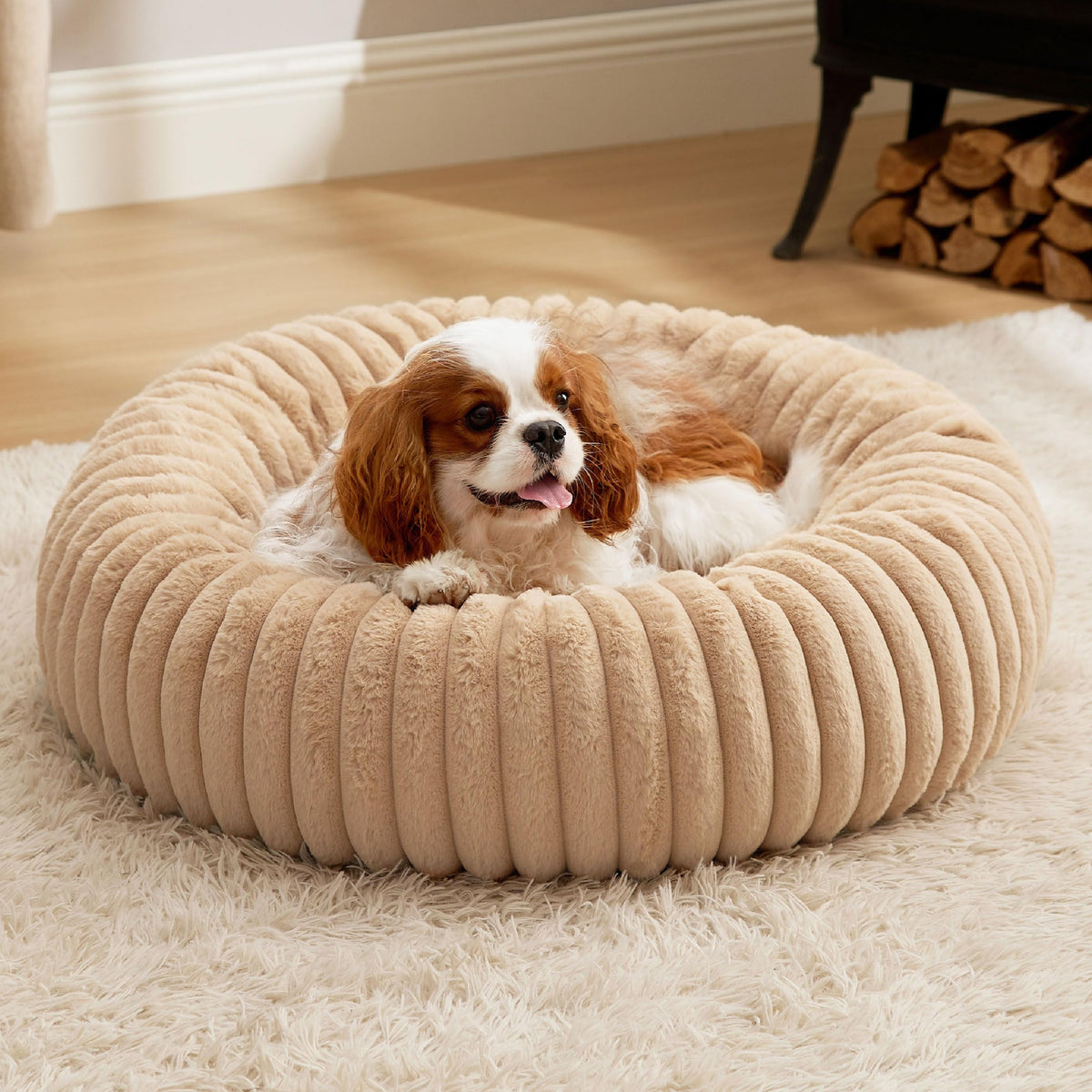 Bedsure ComfyFleece® Donut Dog Beds Large Sized Dog with Washable Cover