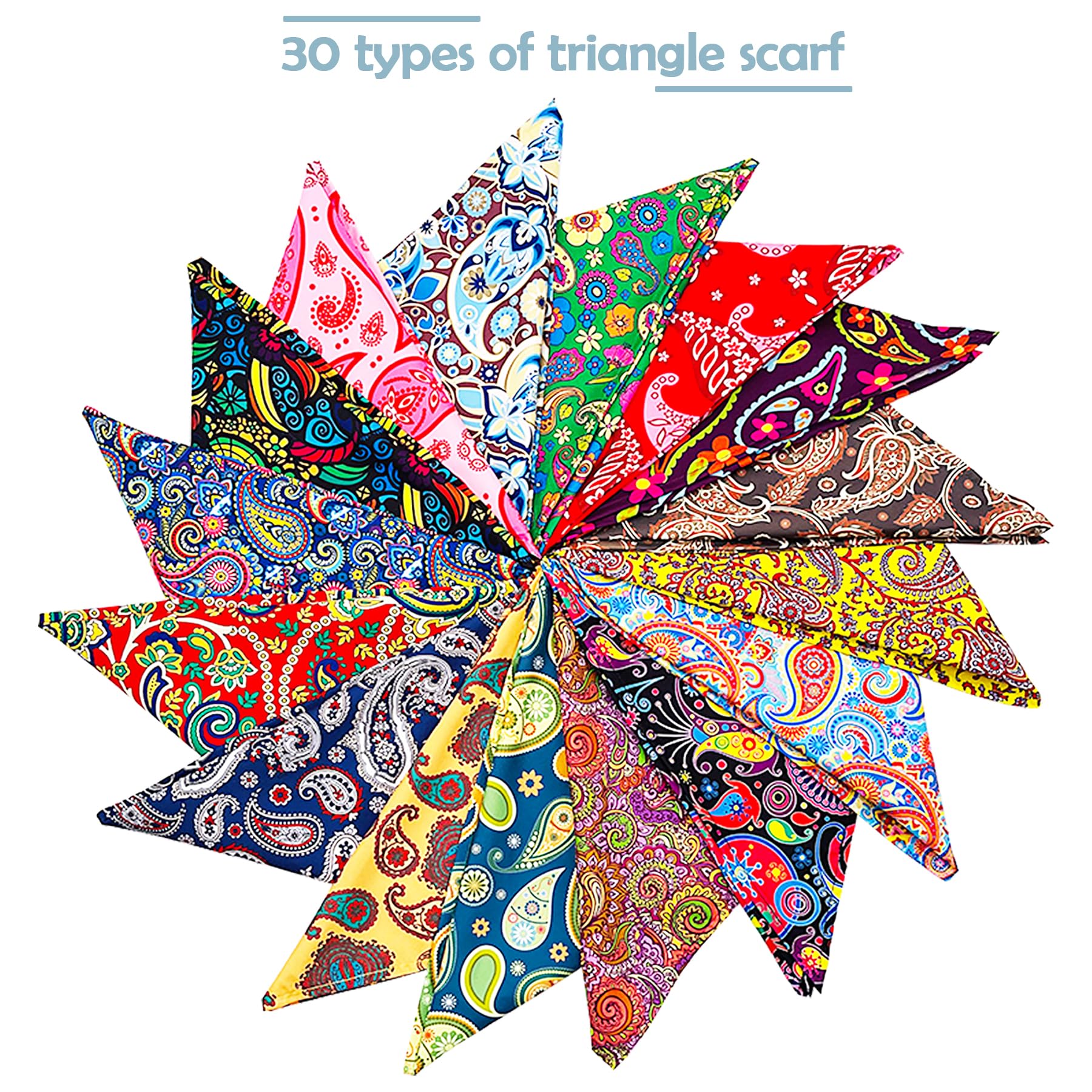 Pai Sence Paisley Dog Bandanas Bulk for Large Dogs Sewn Edges 33" 30 Pack L