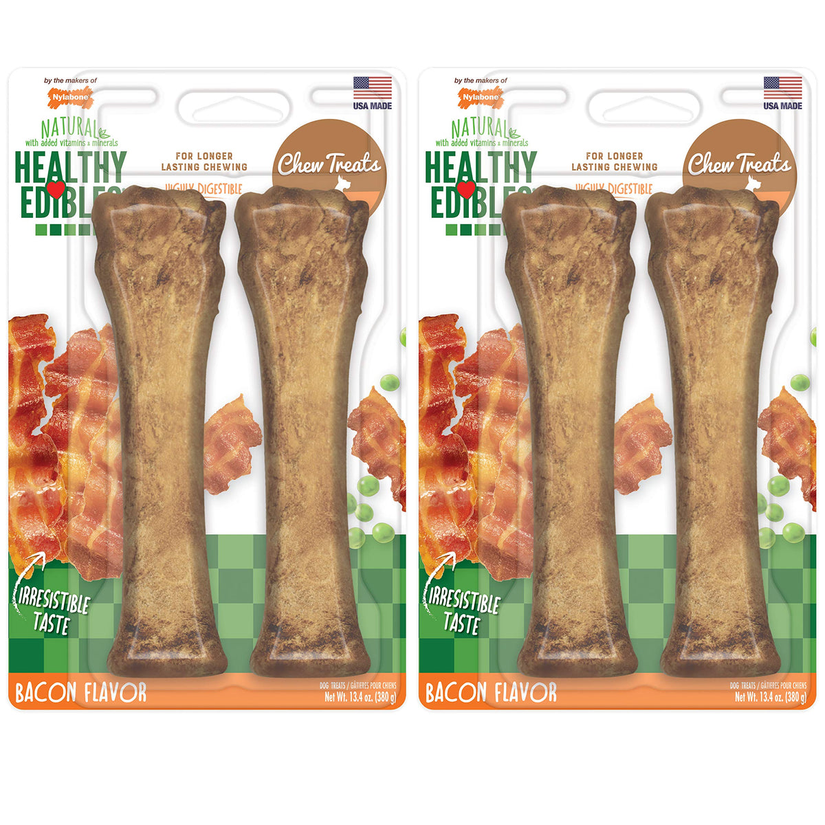 Nylabone Healthy Edibles Natural Dog Chews Long Lasting Bacon Flavor Treats for Dogs, X-Large/Souper (1 Count)