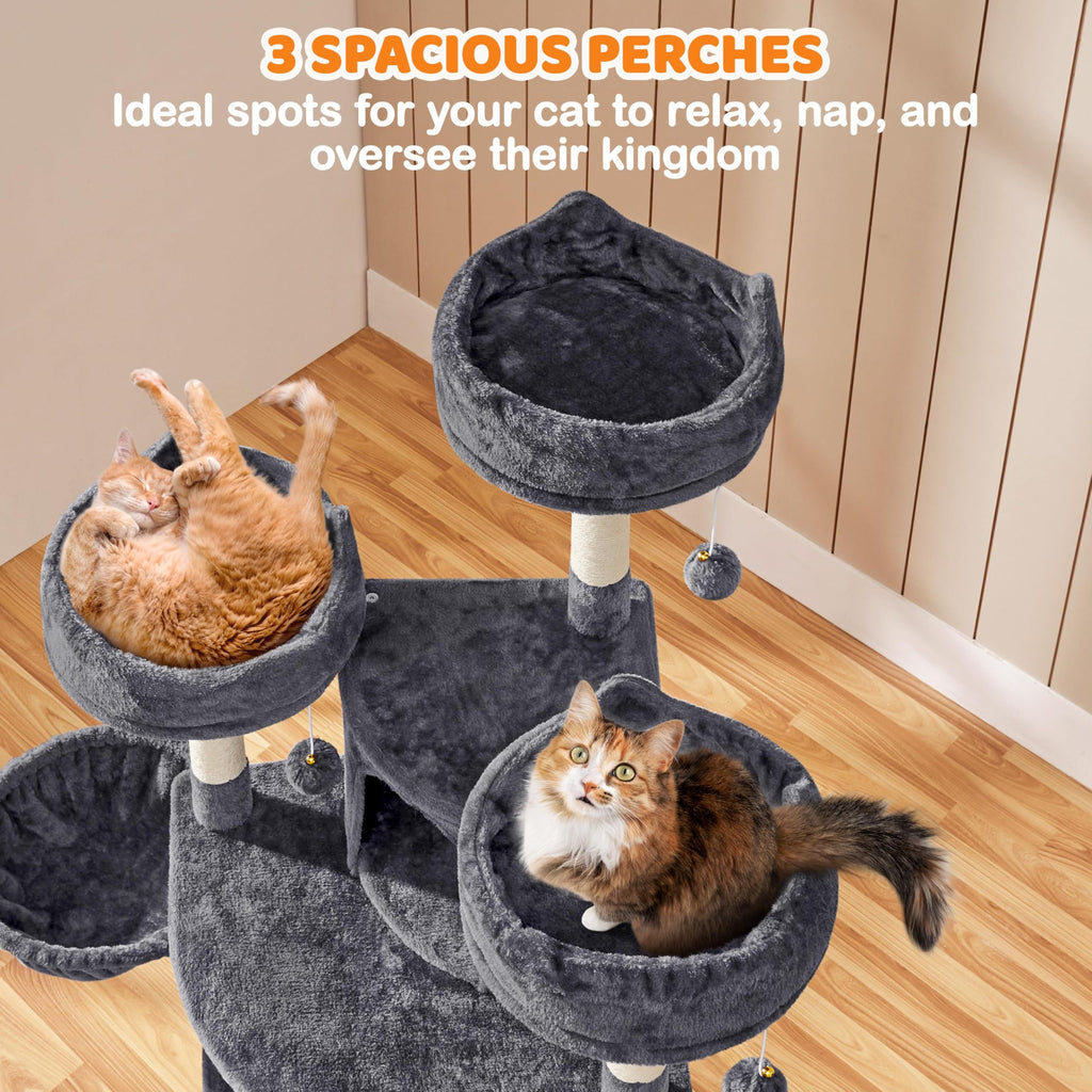 Yaheetech 69in Cat Tree Tower, 2 Condos, Scratching Posts & Cat-Ear Perches
