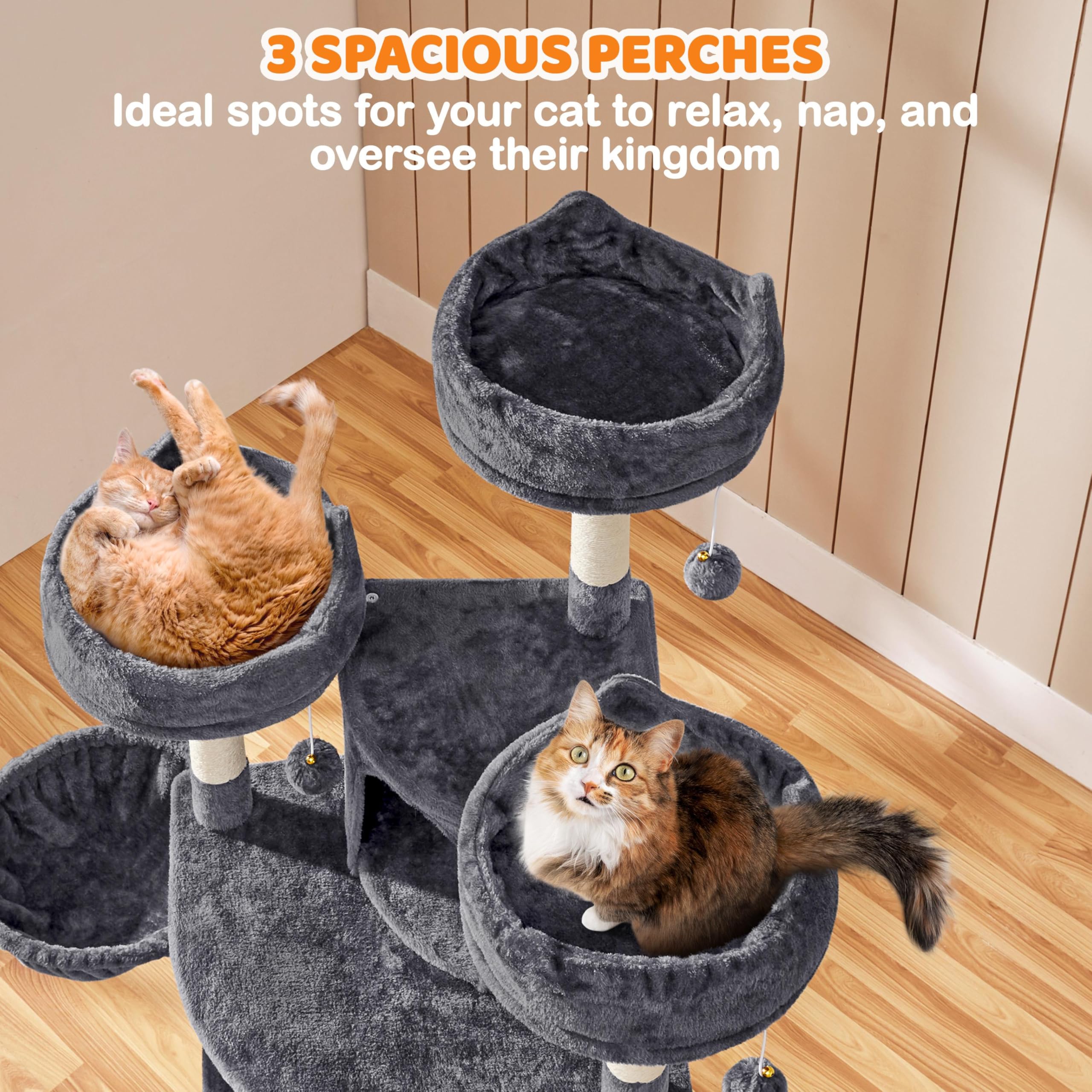Yaheetech 69in Cat Tree Tower, 2 Condos, Scratching Posts & Cat-Ear Perches
