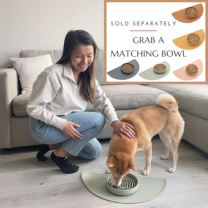 Should We Go -Waterproof Silicone Pet Food Mat - Non-Slip, Spill-Proof Feeding Mat for Floors, Raised Edge Design Easy-to-Clean Rubber Pad for Dog & Cat Bowls, 28" Across x 14" Deep, Large-Ocean Blue