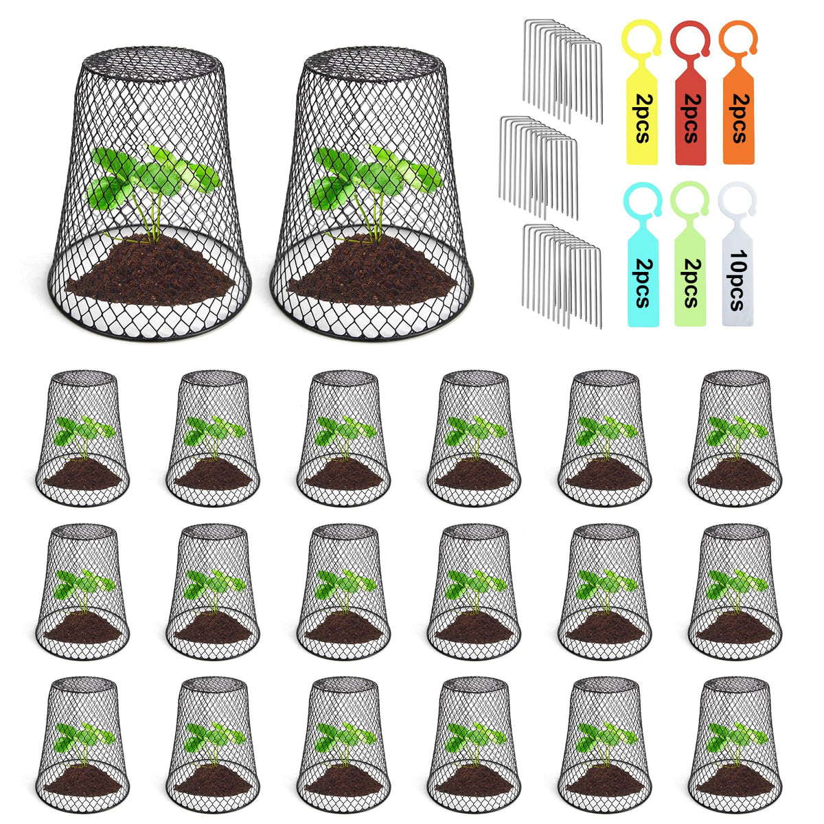 10 Pcs 6.8"×7.4" (Multiple Sizes/Quantities Available) Seedling Plant Protectors from Animals, Chicken Wire Plant Cage Garden Cloche to Protect Plants Vegetables from Rabbits Squirrels Chicken