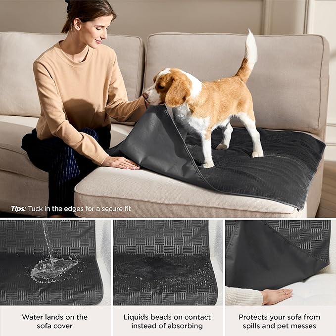 Bedsure Waterproof Couch Cover for Dogs Washable - Waterproof Blanket for Couch Sofa Cozy, Lightweight Furniture Protector for Pet Cat Quick Drying Puppy, Charcoal, 30x70IN