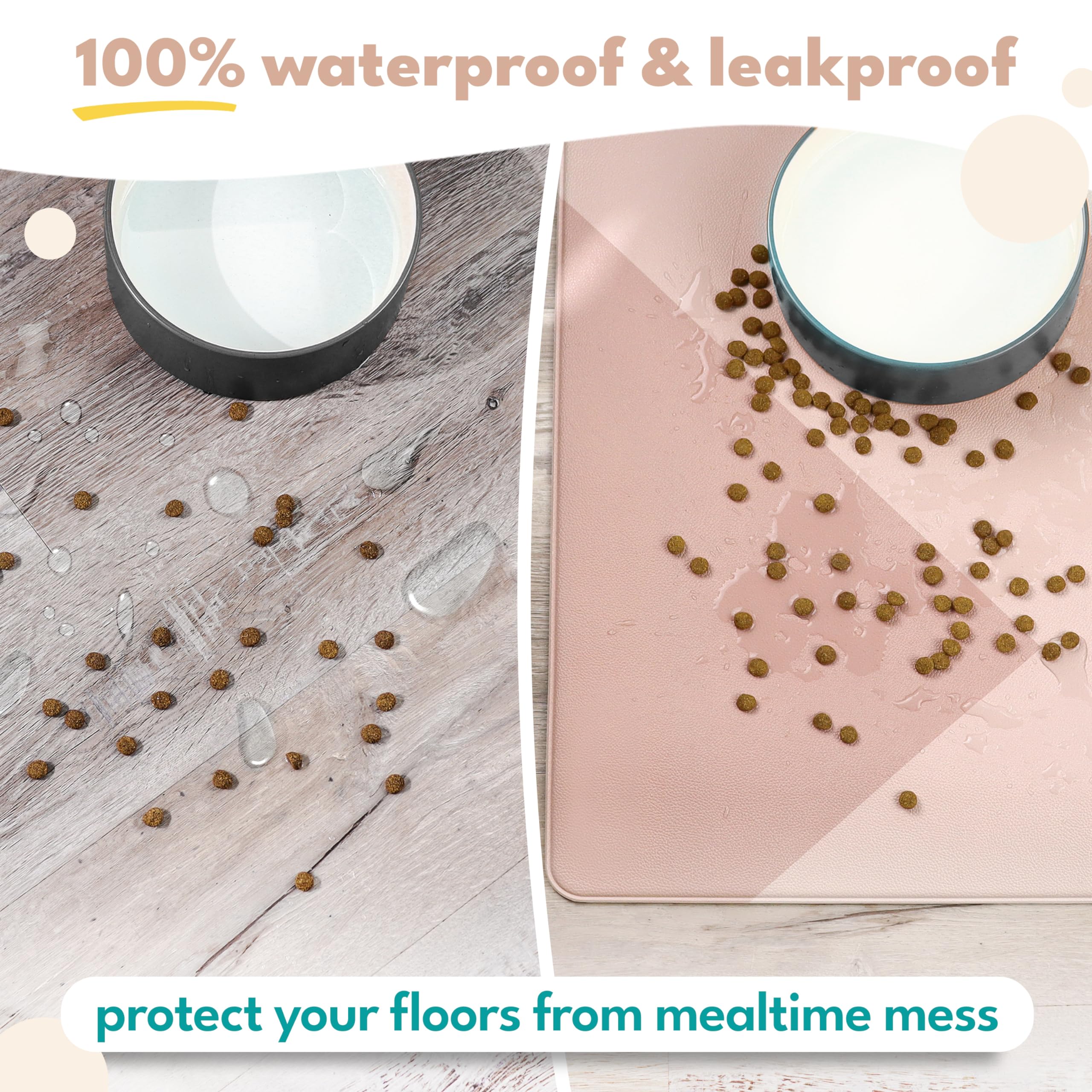NALALAS Large Dog Mat for Food and Water, Cat Feeding Mat | Large Waterproof Dog Bowl Mat | Non-Slip Pet Food Mat for Floors | Pet Mats for Food and Water | Easy to Clean